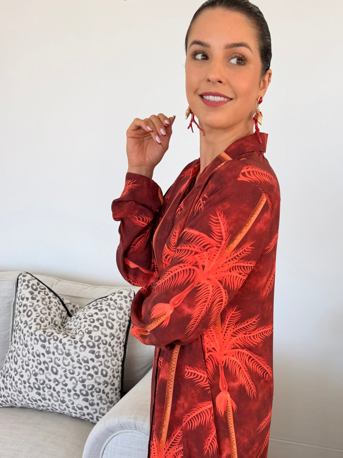 Flavia dress - Burnt orange palm