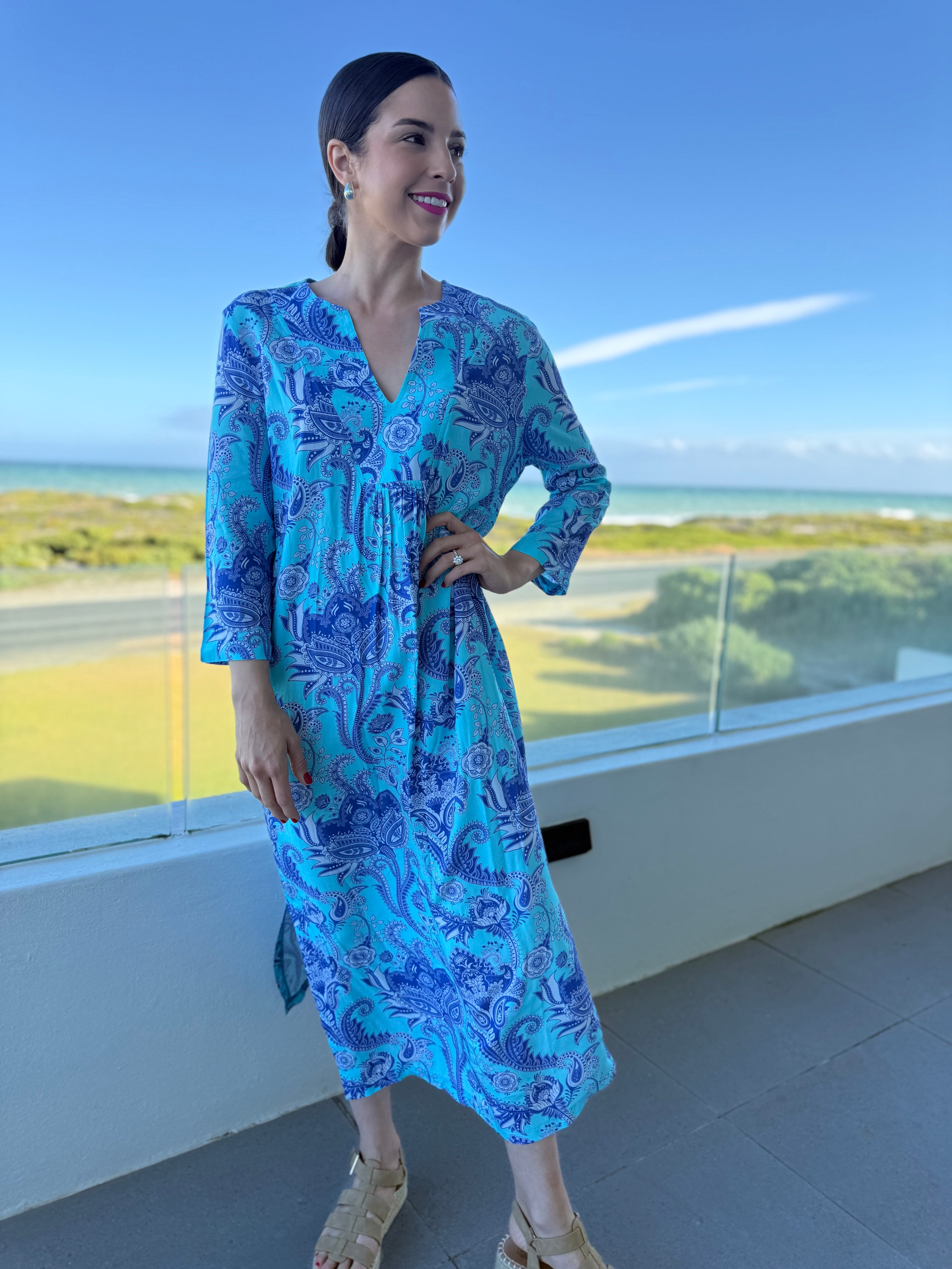Vicky dress - Blue paisley