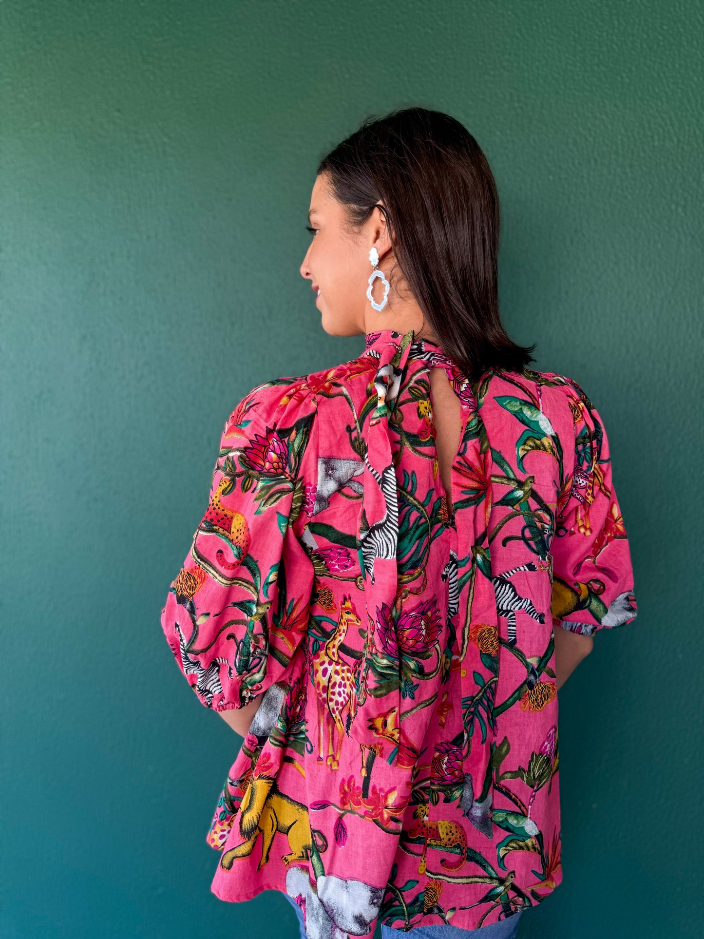 Lena top - Pink jungle