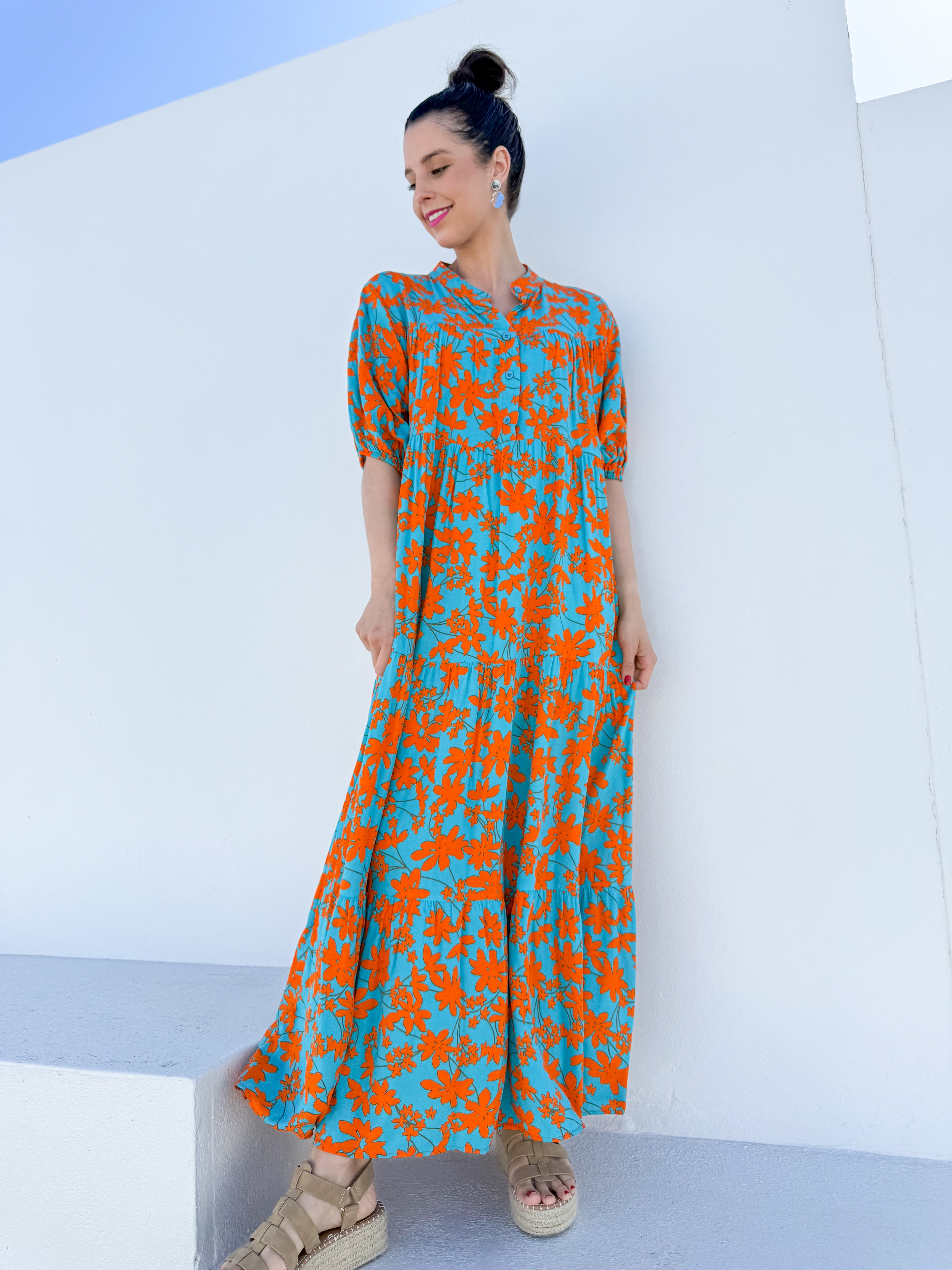 Barbara dress - Orange floral