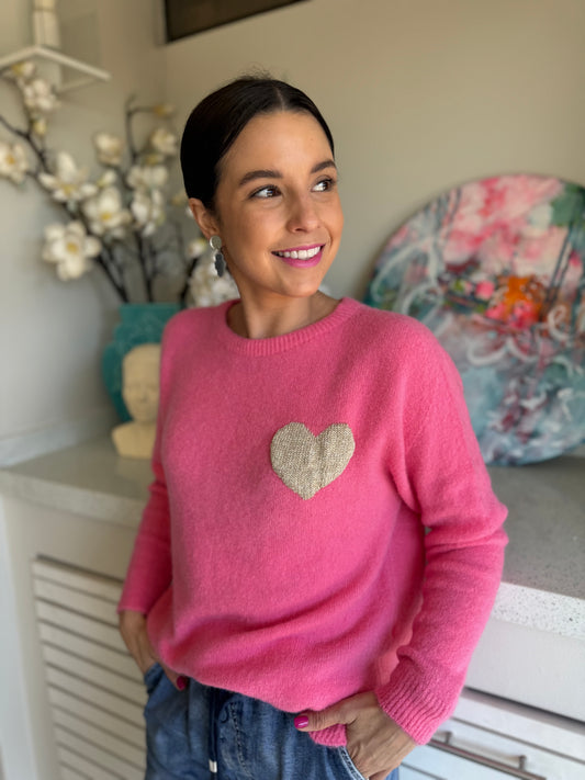 Baby alpaca knit - Pink heart