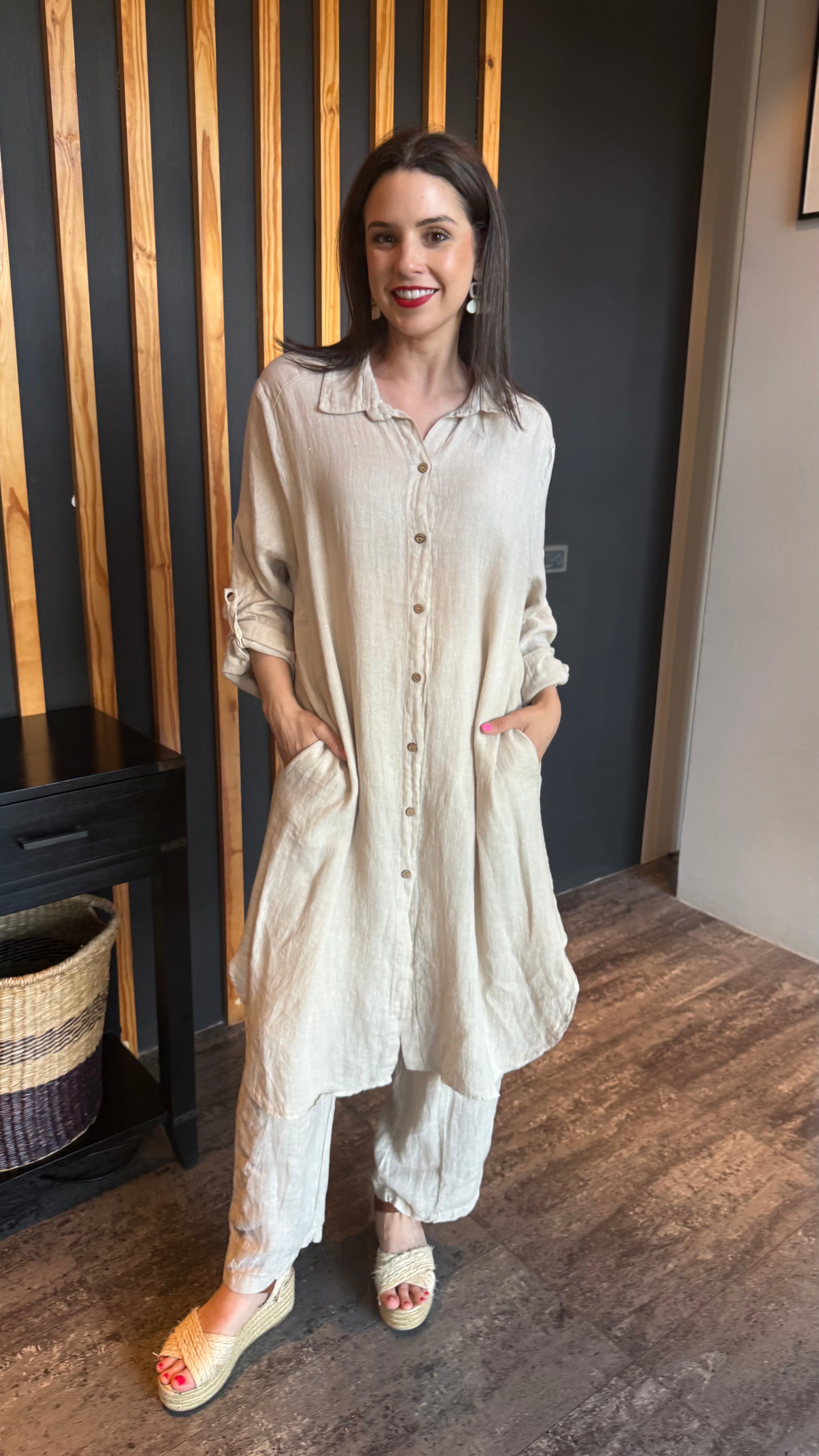 Italian linen dress - beige