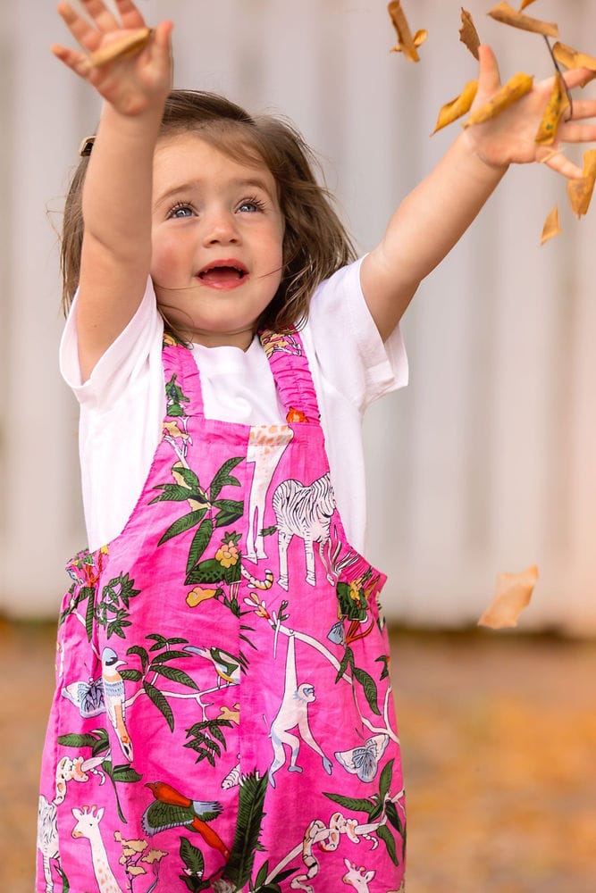 Dungaree- Pink giraffe Babalu boutique