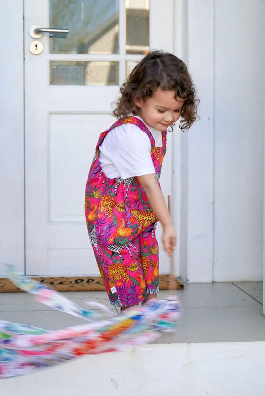 Dungaree- Pink jungle print