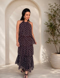 Frill dress - Brown polka dots