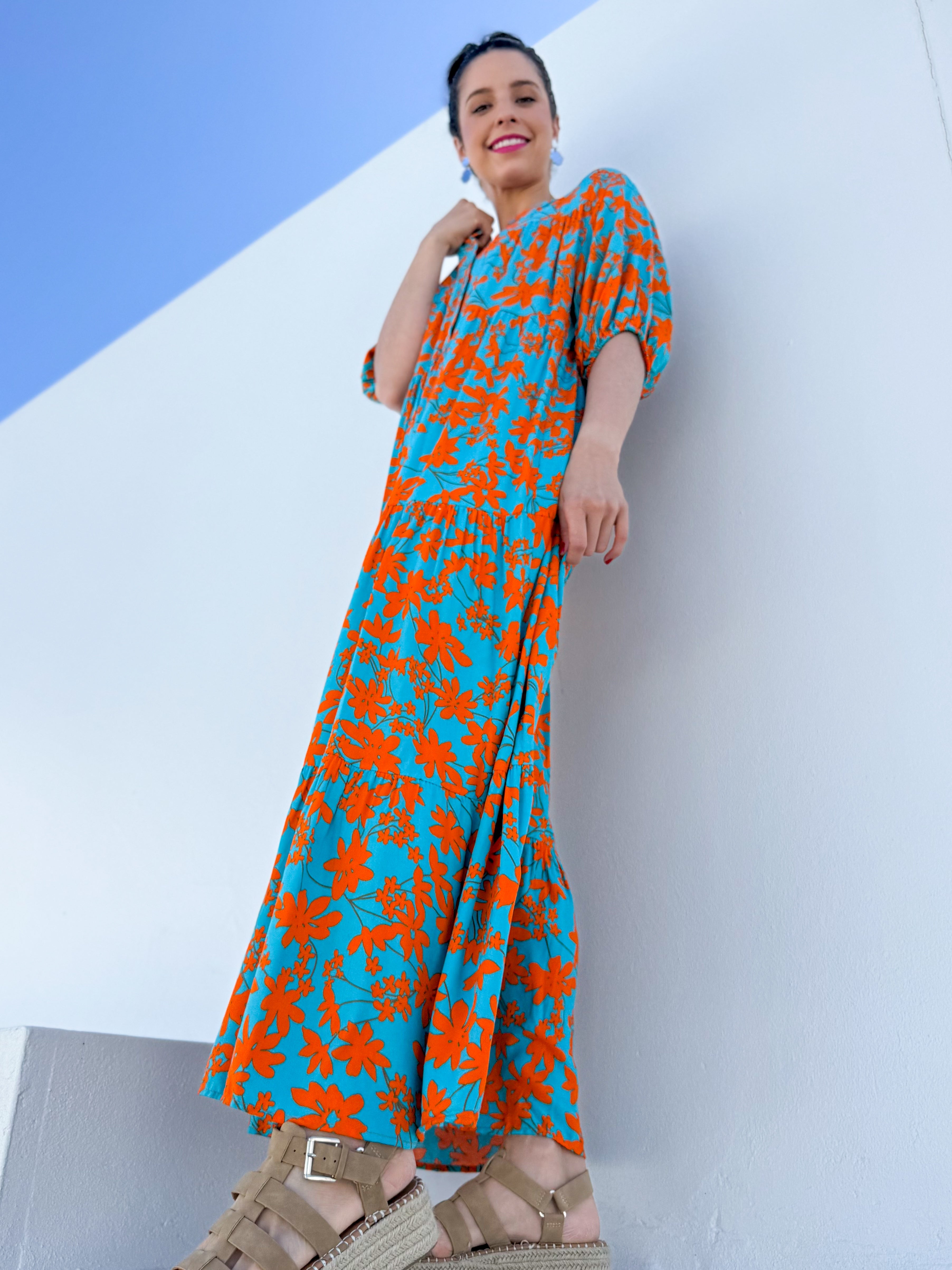 Barbara dress - Orange floral