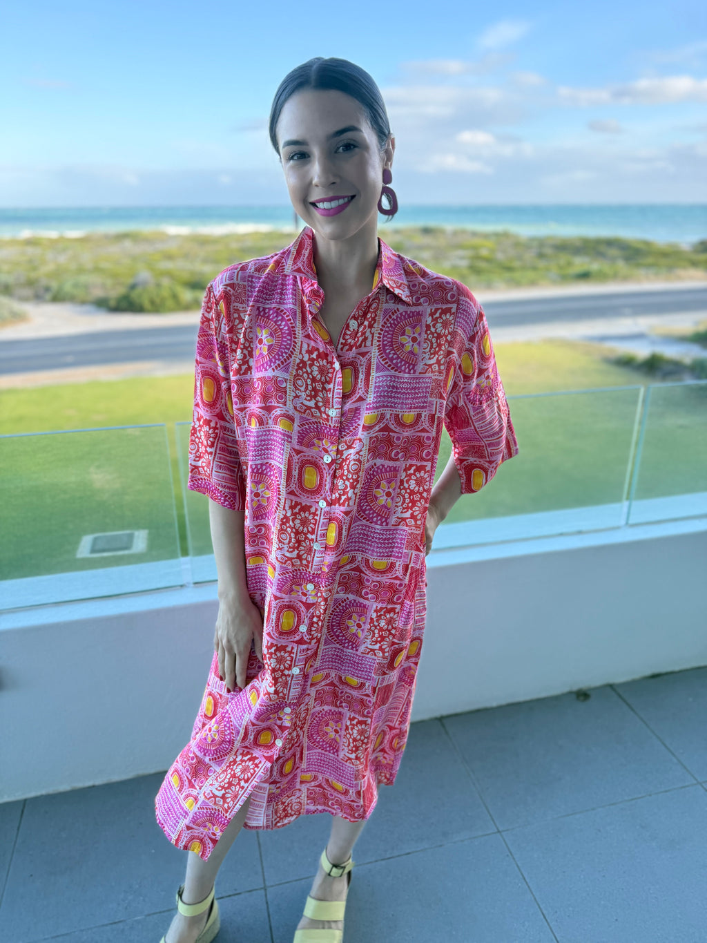 Jackie dress- Geo Pink