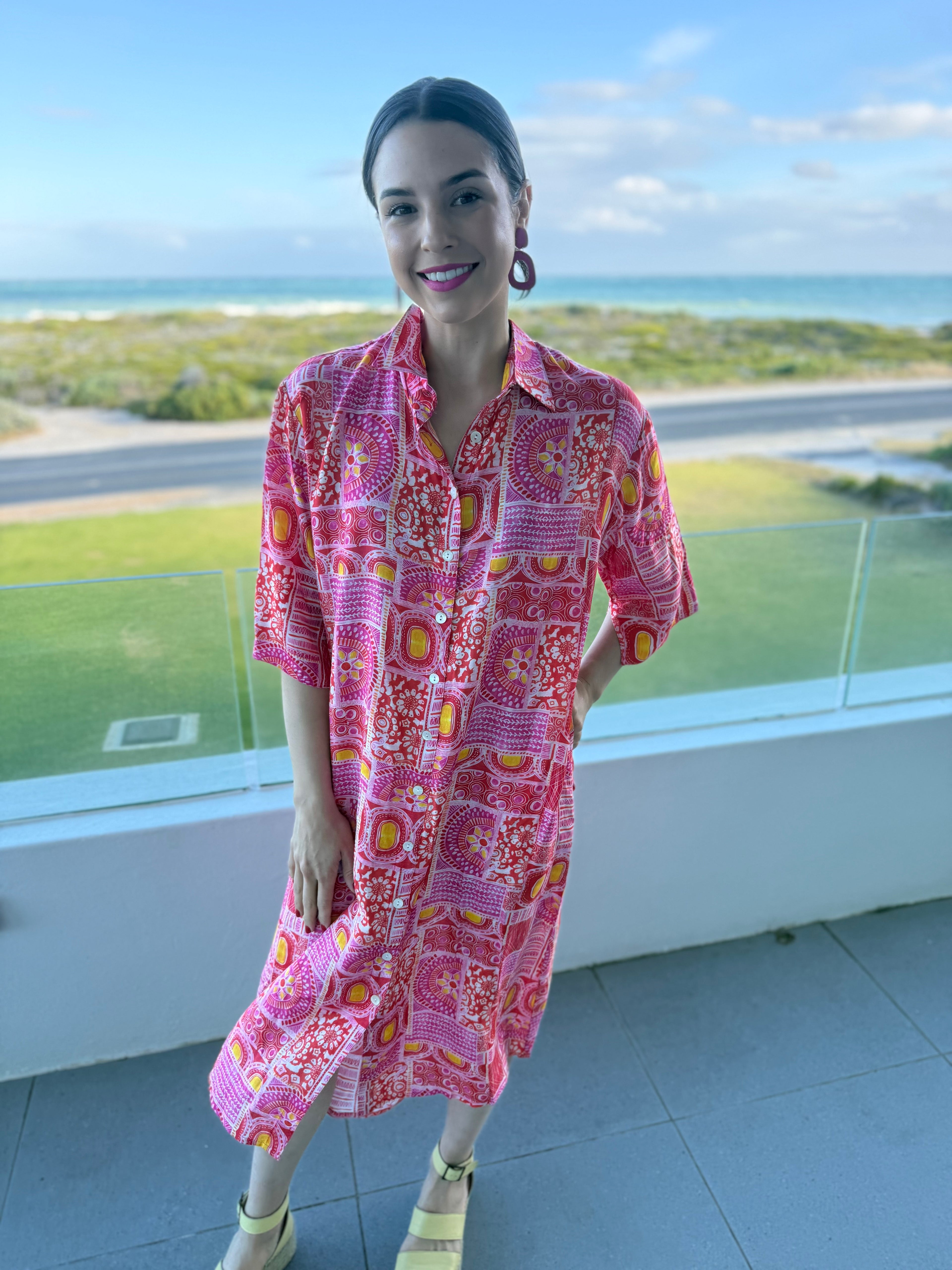 Jackie dress- Geo Pink