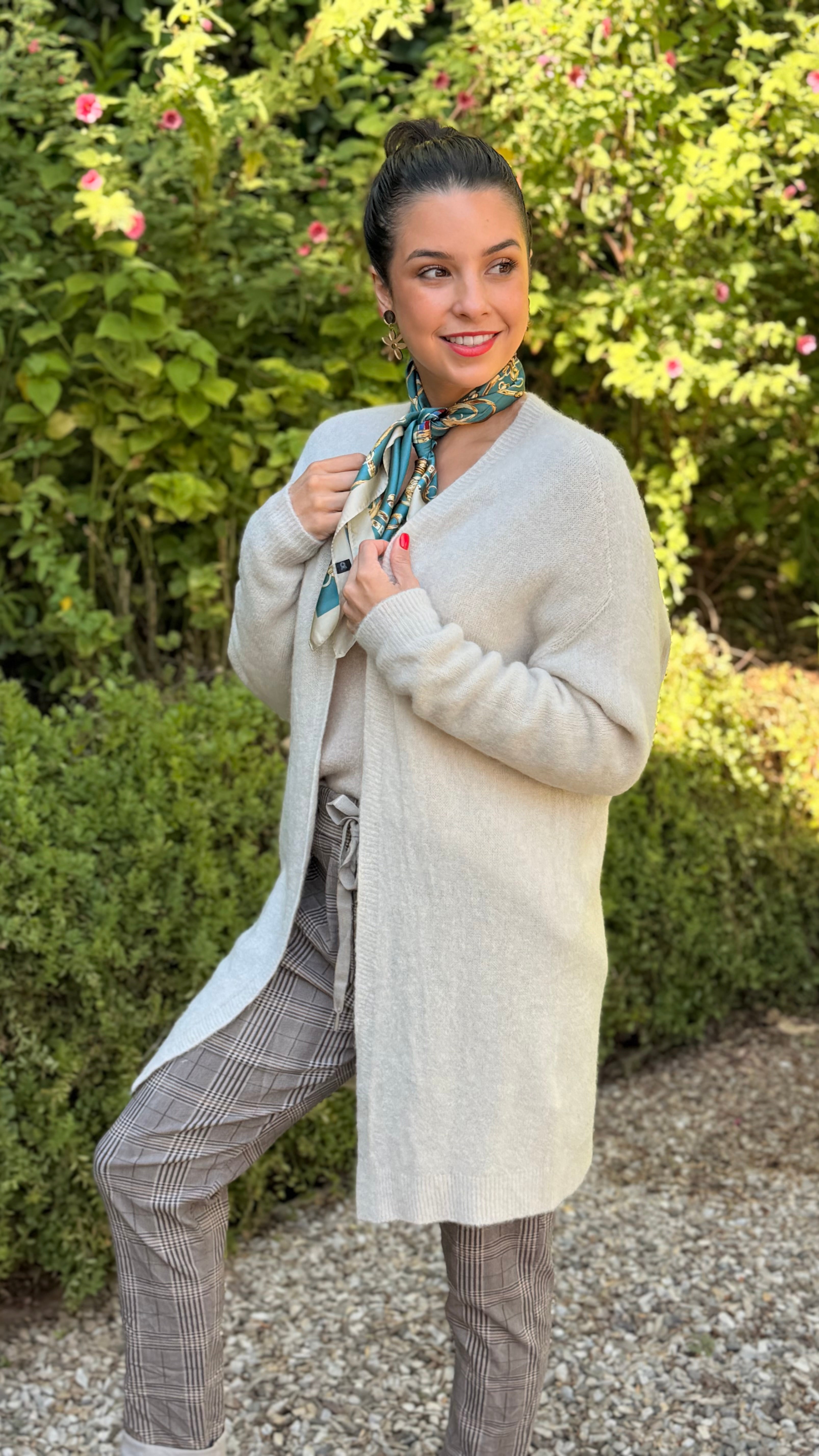 Baby alpaca long cardigan knit - Frappe