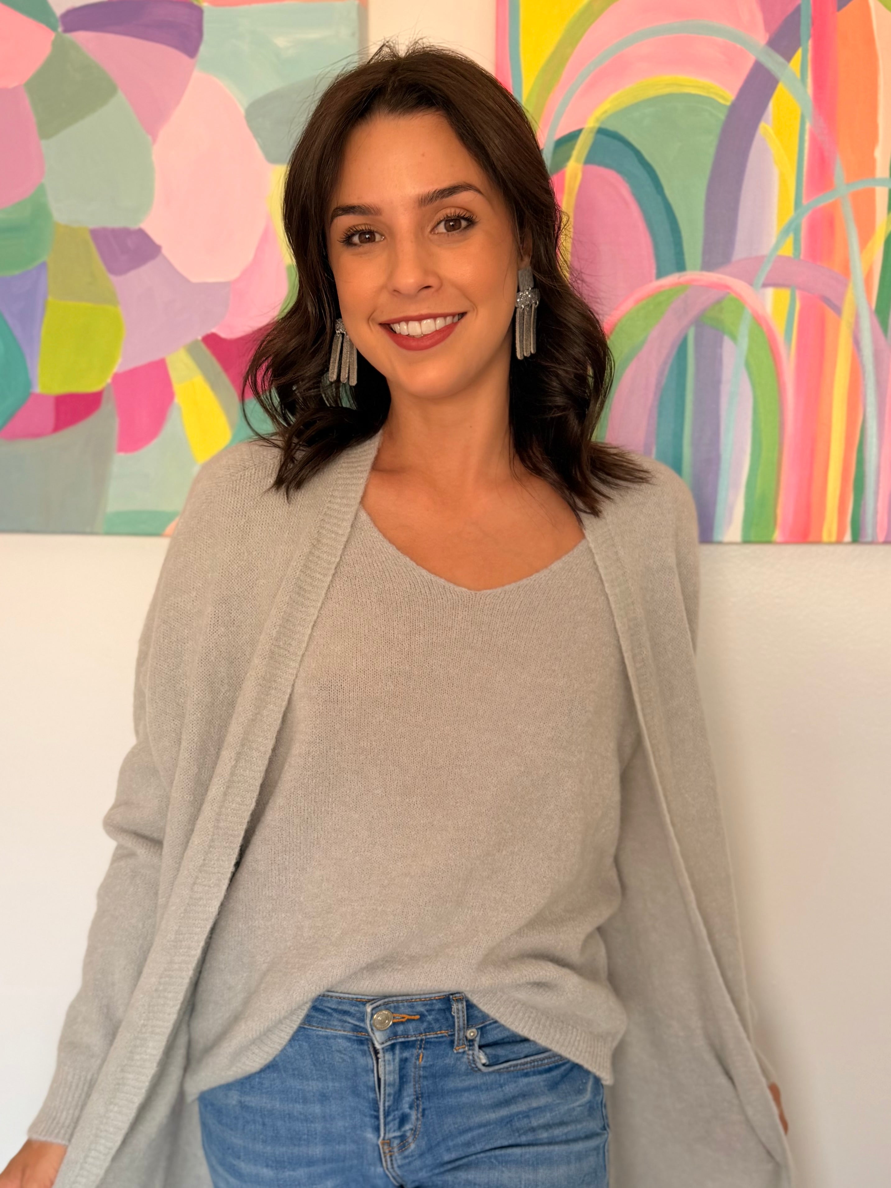 Baby alpaca long cardigan - Grey