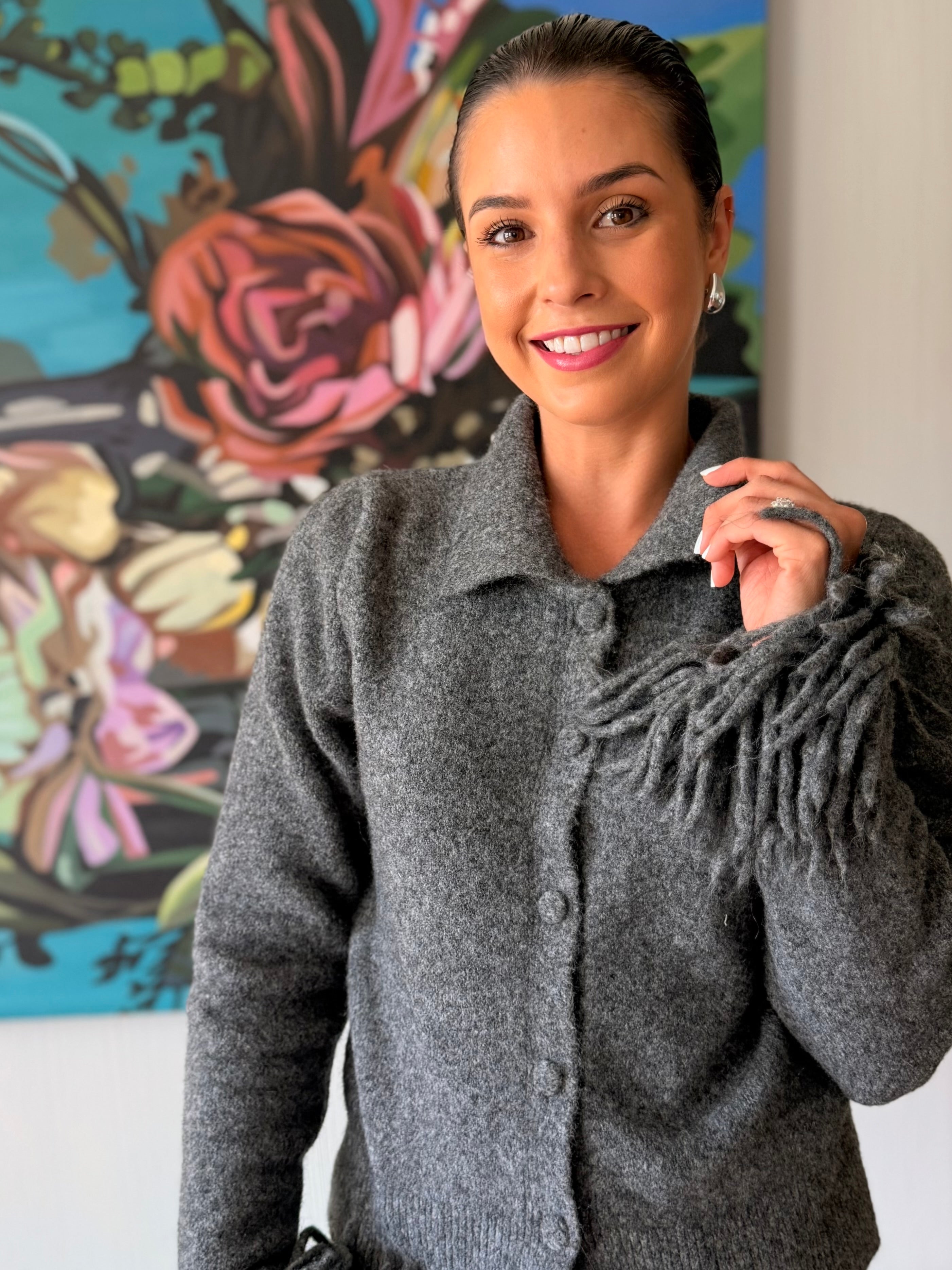 Roxy fringe knit - Grey