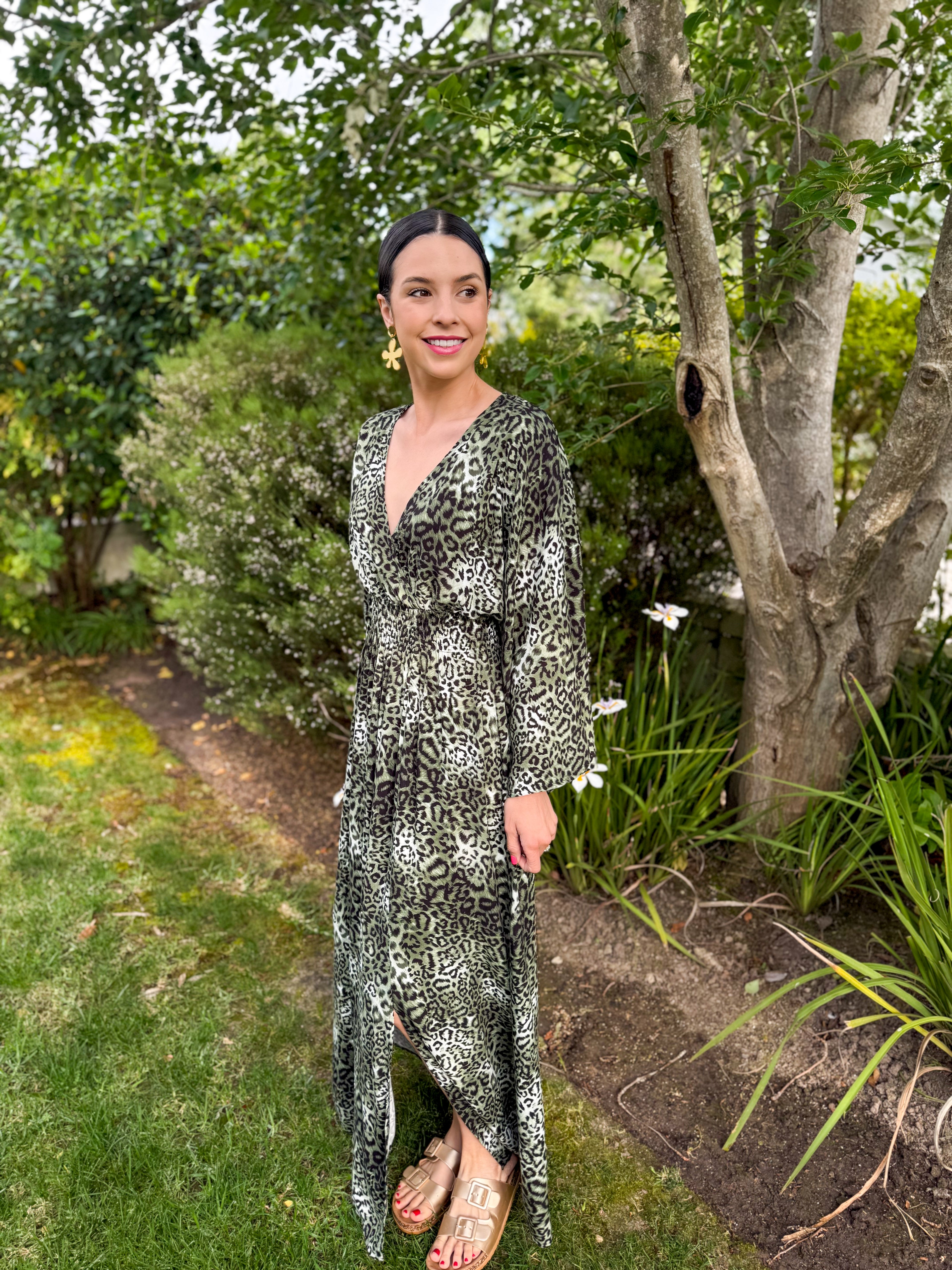 Green Leopard luxe dress