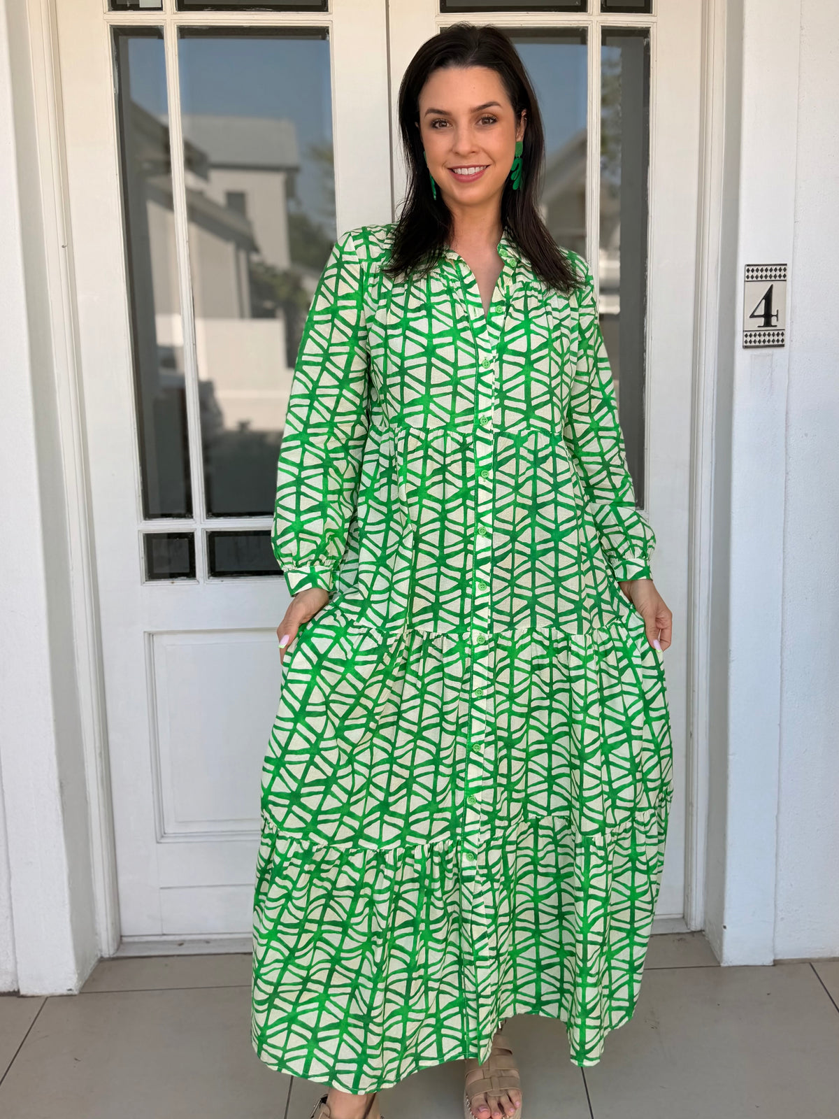 Gillian dress - Geometric green