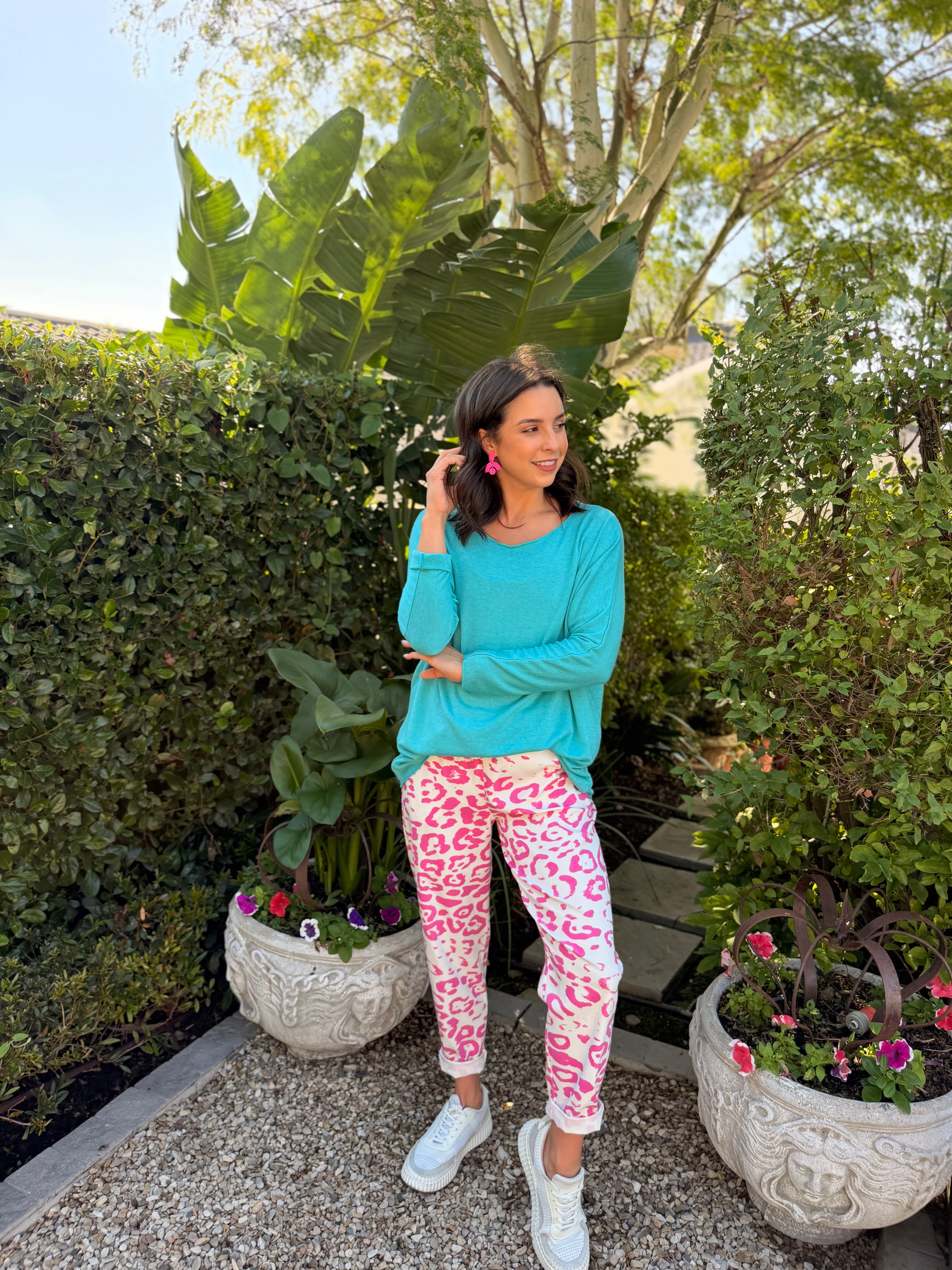 Italian pants - Pink leopard