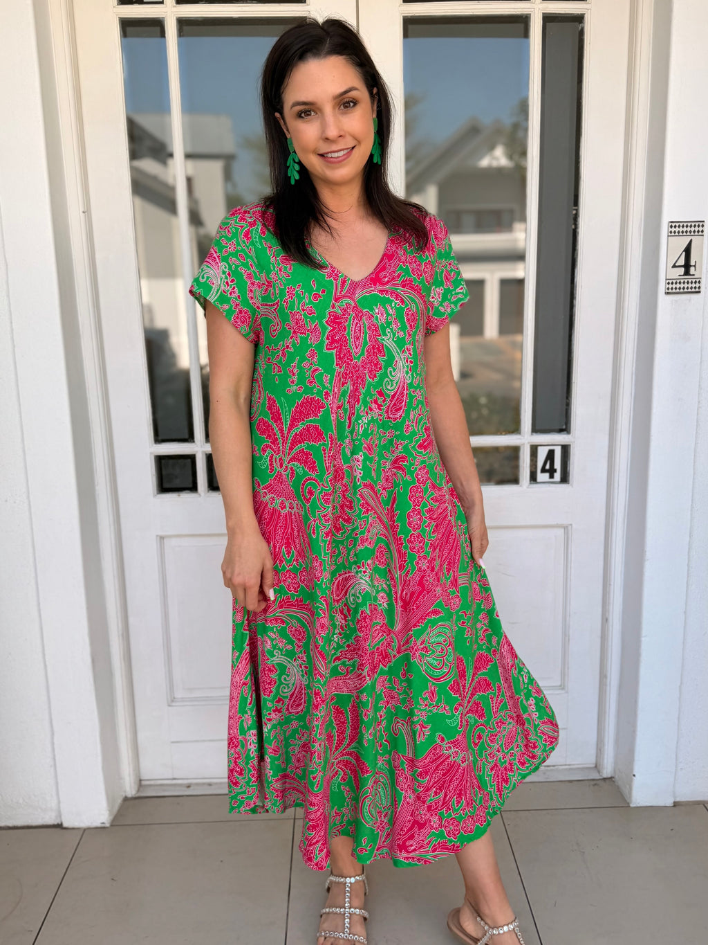 Vinnie dress - Green & Pink