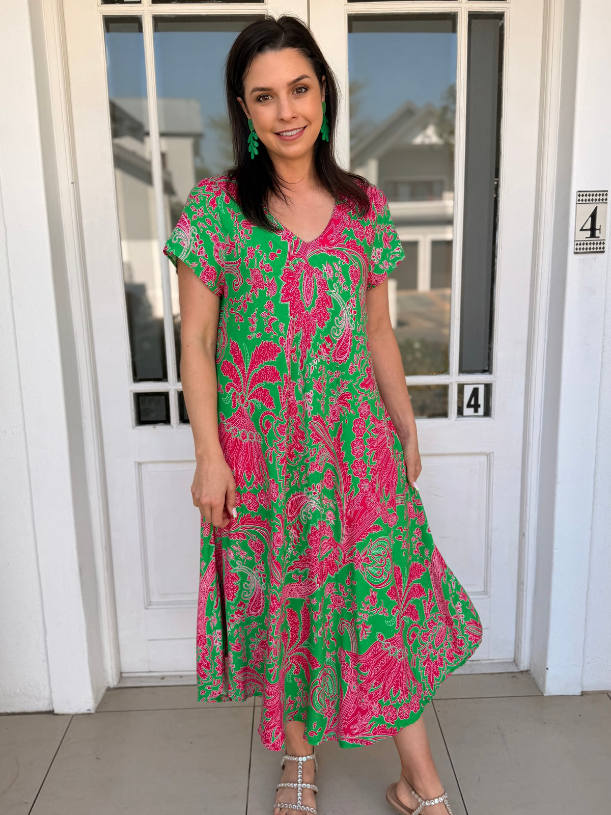 Vinnie dress - Green & Pink
