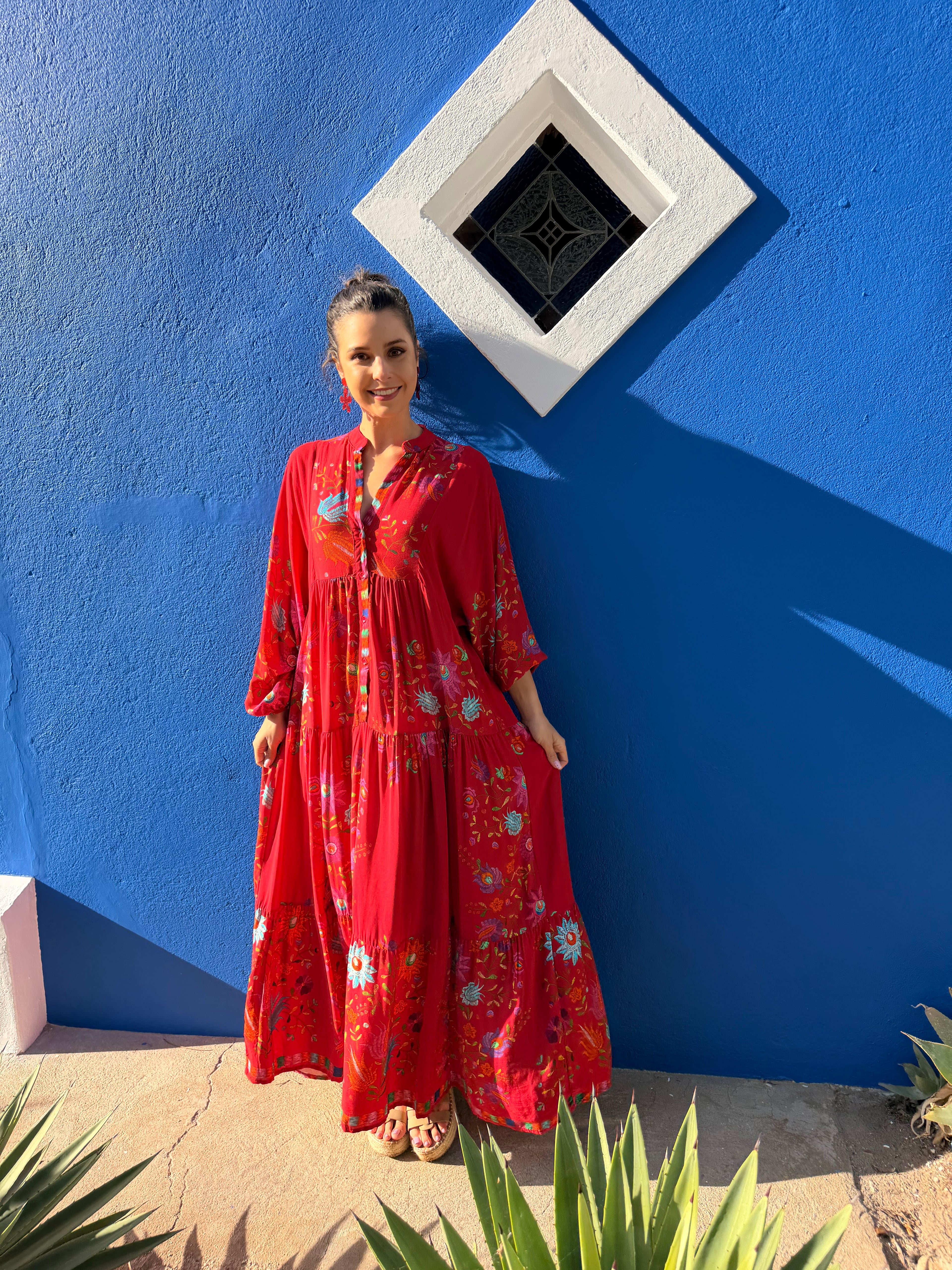 Jenna dress - Red ikat floral