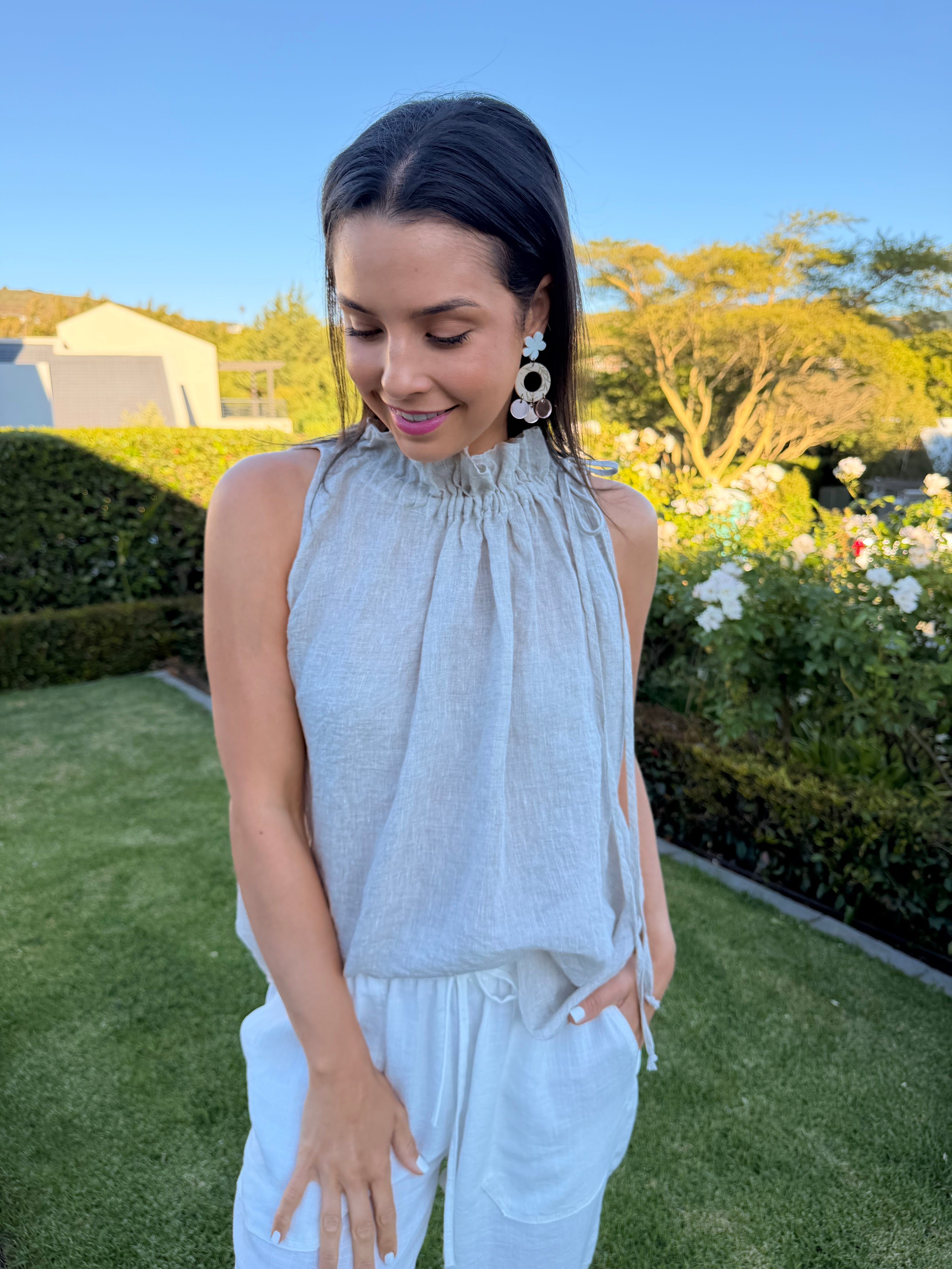 Italian linen top - Sand