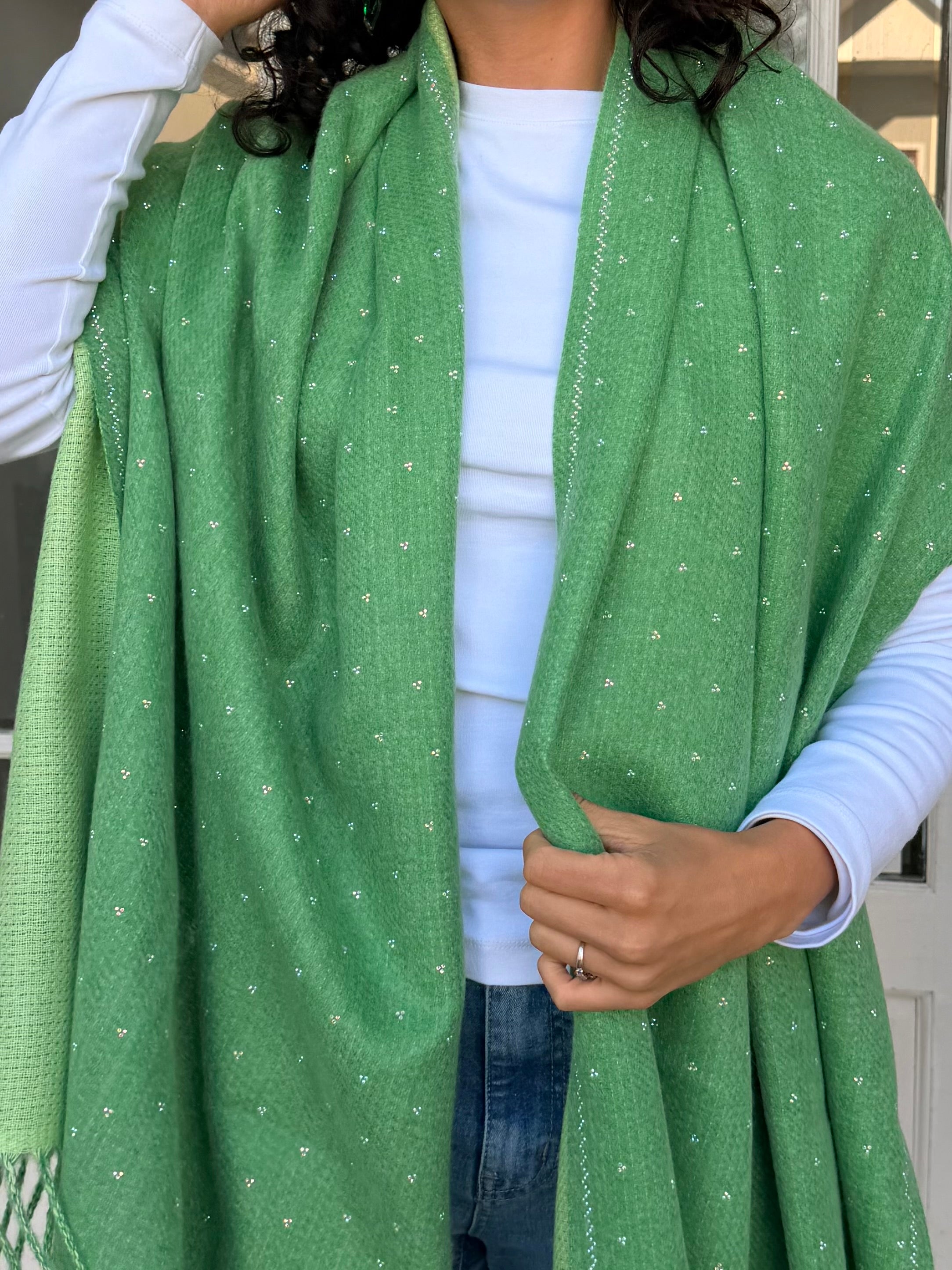 Cashmere shimmer scarf - Green