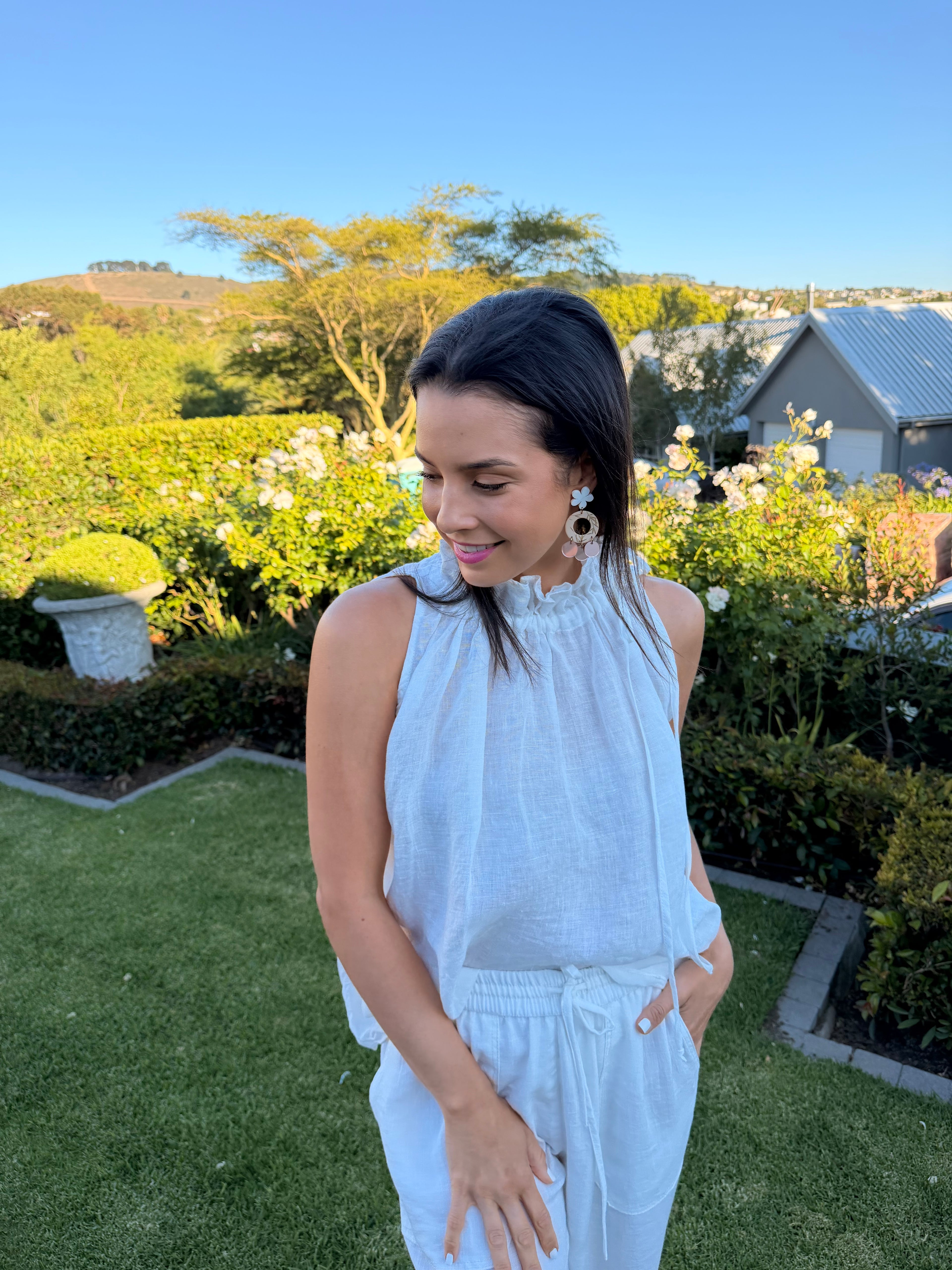 Italian linen top - White