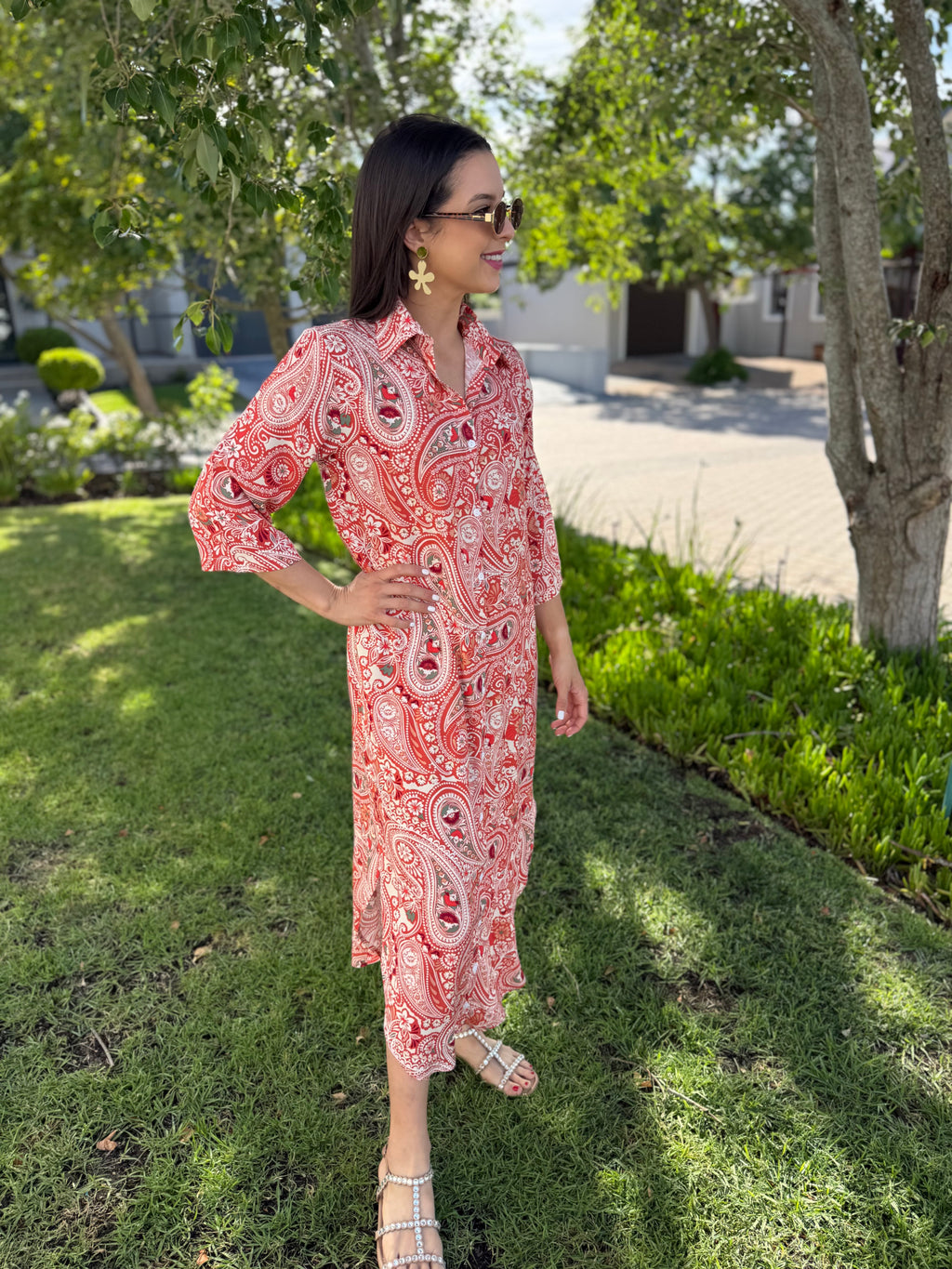 Jennifer dress - Orange Paisley