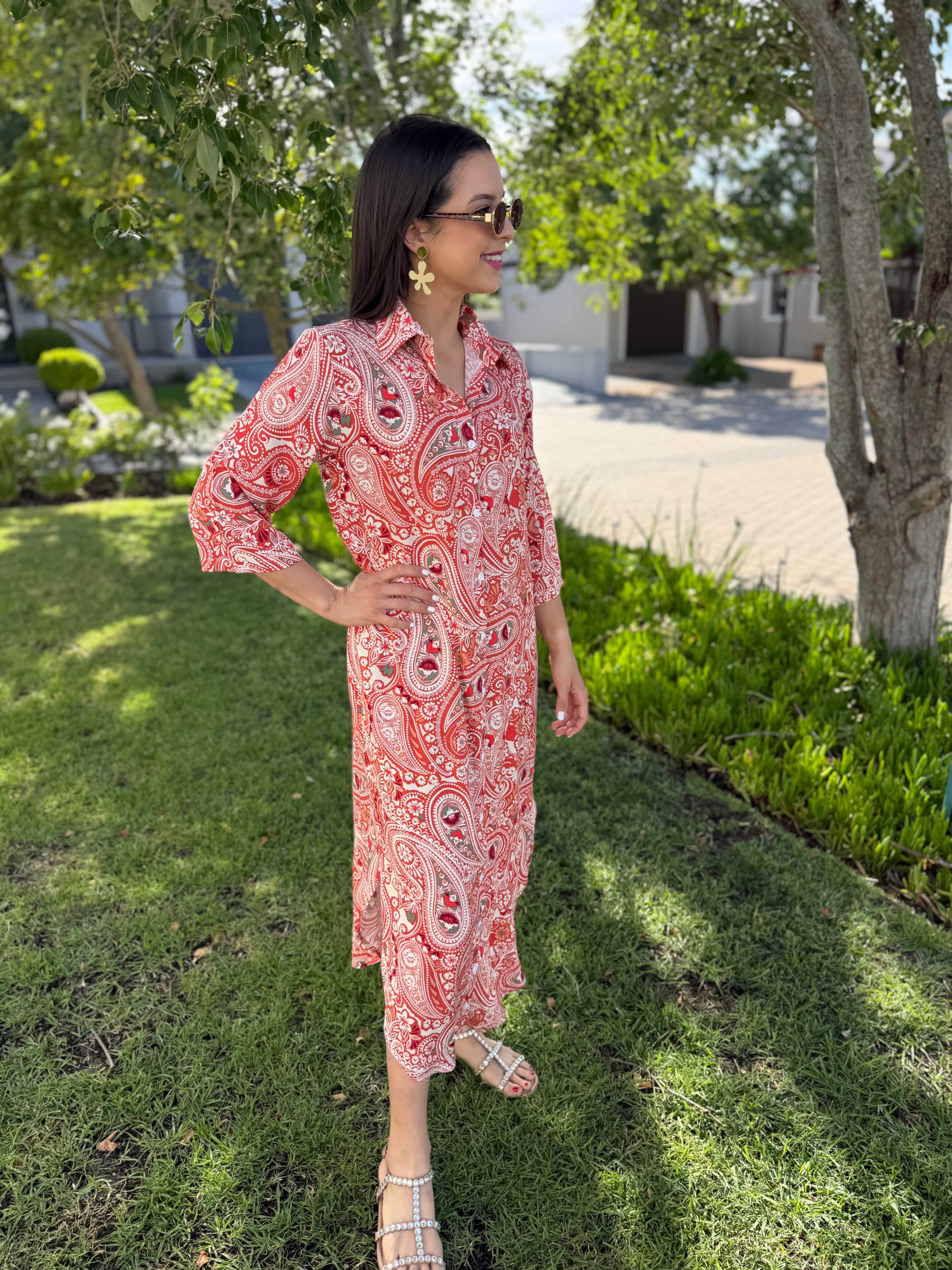 Jennifer dress - Orange Paisley