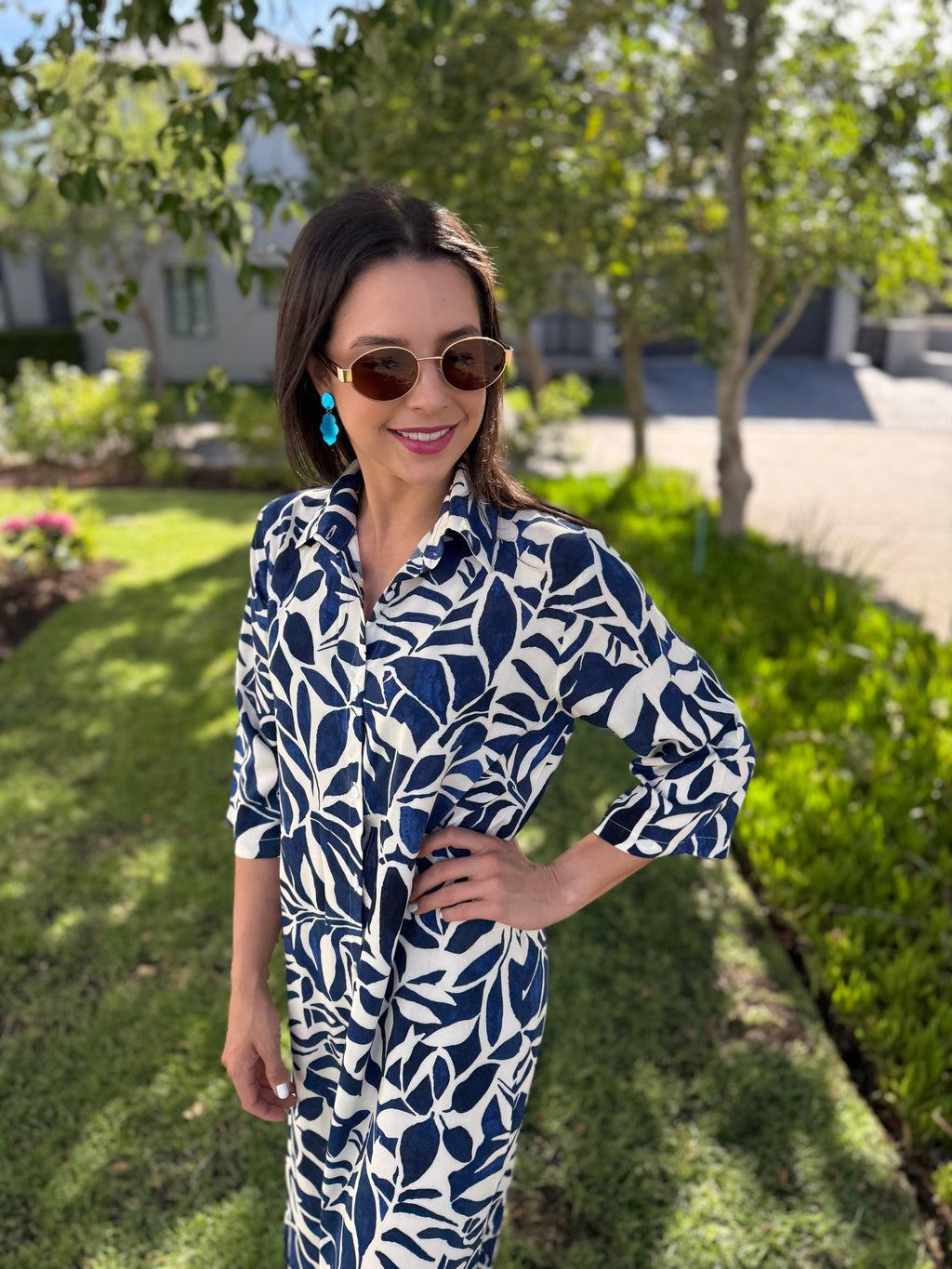 Jennifer dress - Navy leaf