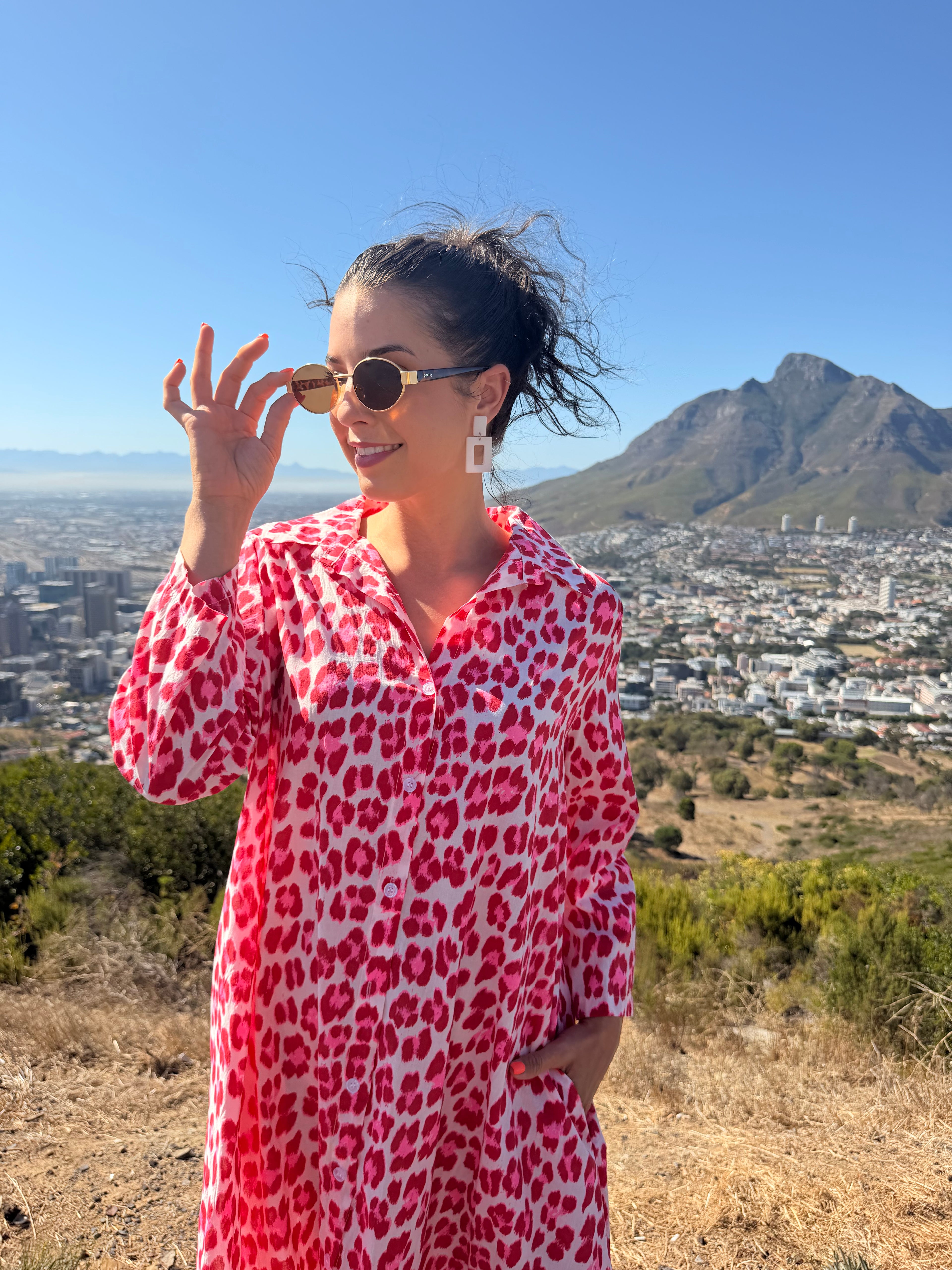 Janine dress - Pink leopard