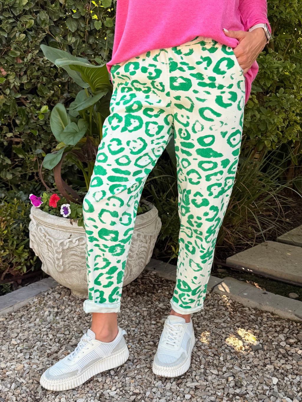 Italian pants - Green leopard
