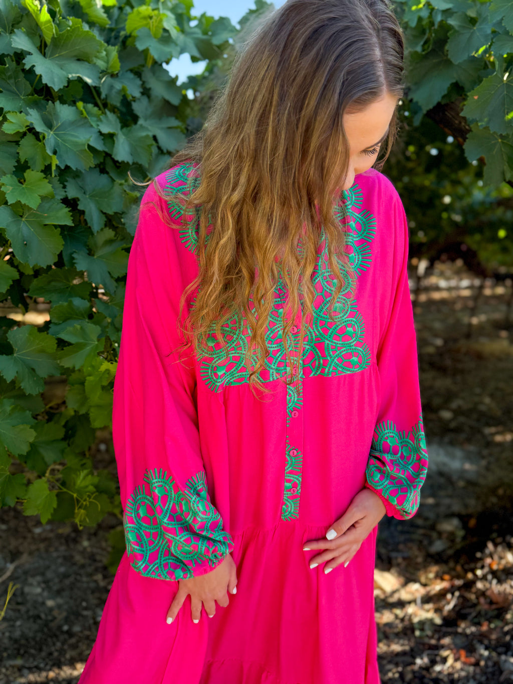 Berna dress - Pink & Green contrast