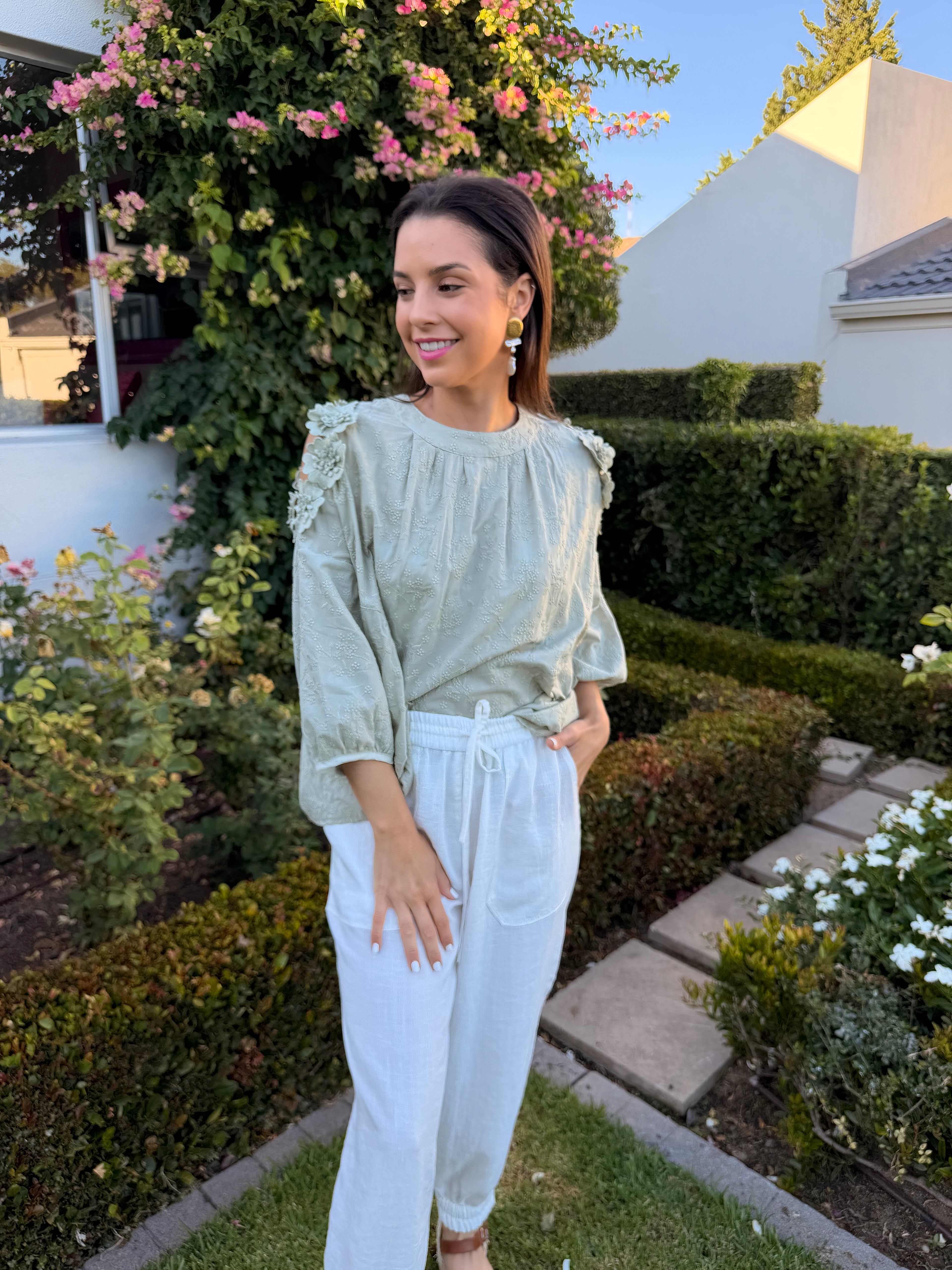 Christine Italian blouse - Sage