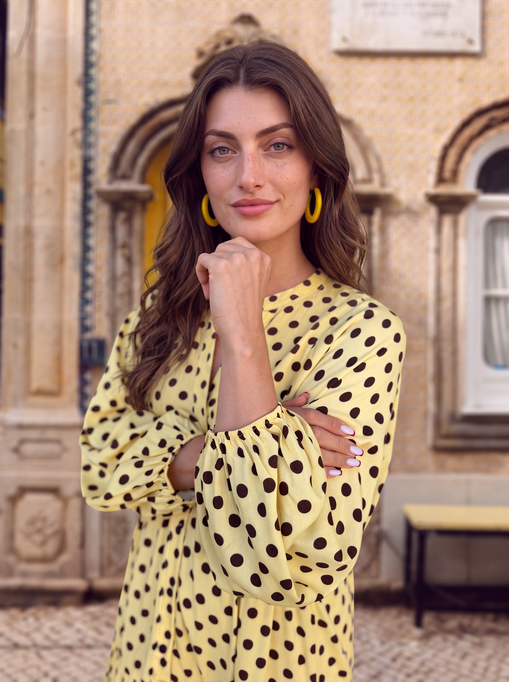 Jenna dress - Yellow polka dot