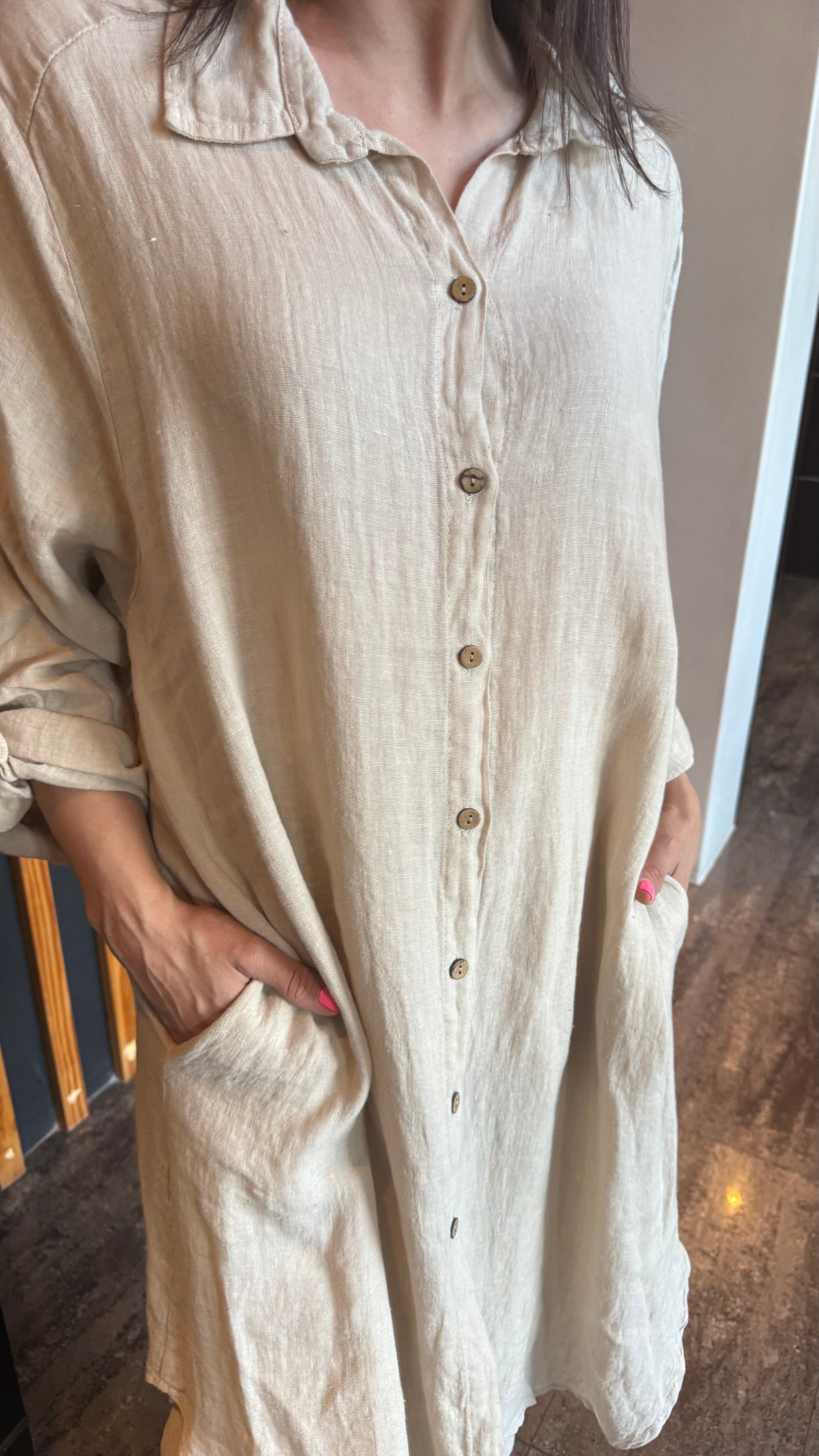 Italian linen dress - beige