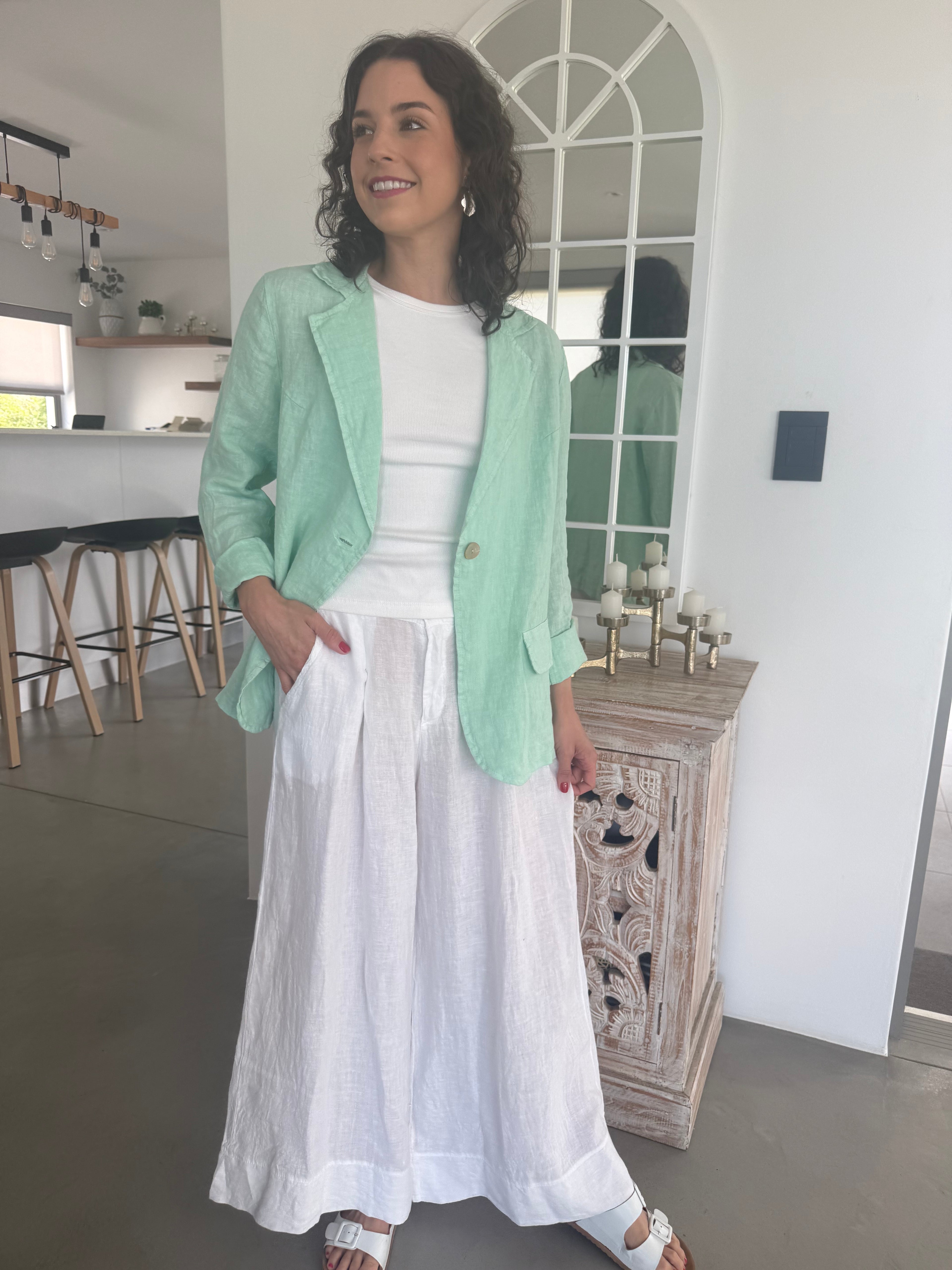 Italian linen jacket- Aqua