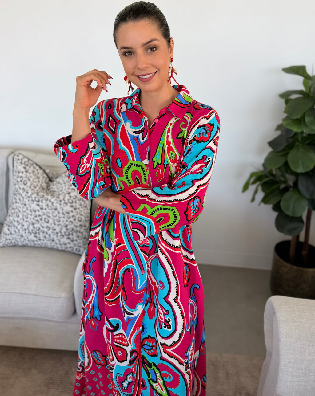 Gerda dress - Pink paisley
