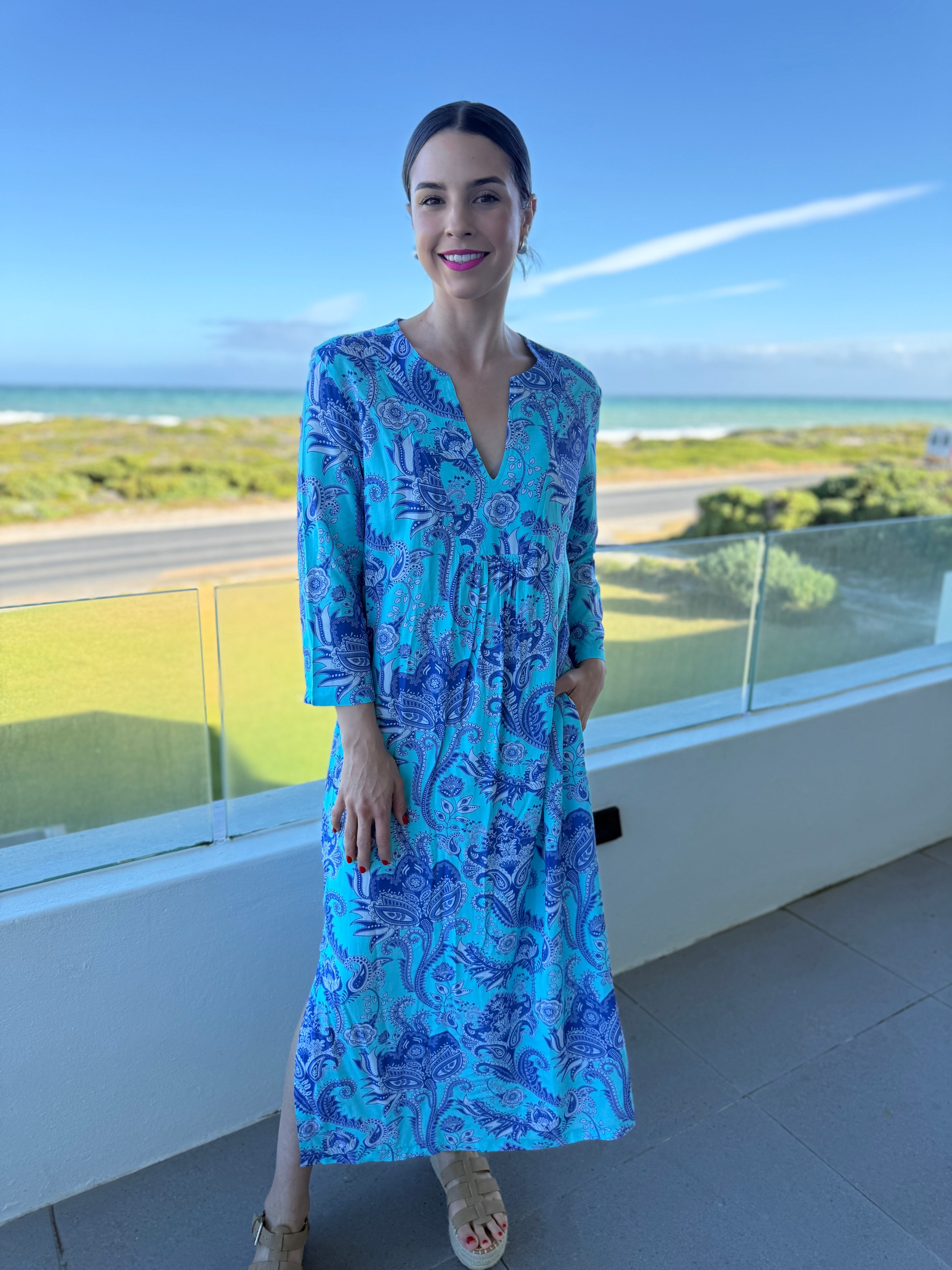 Vicky dress - Blue paisley