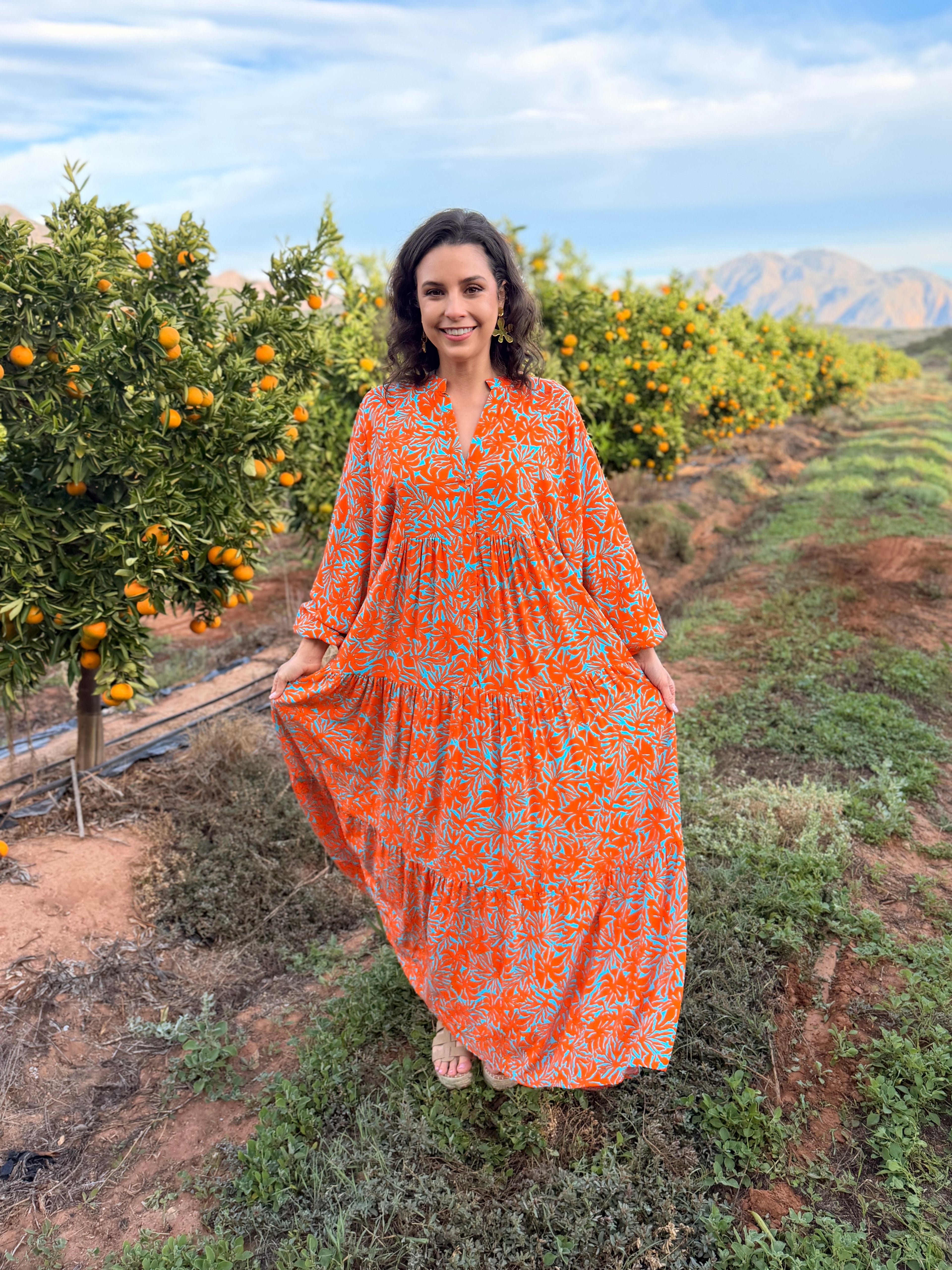 Jenna dress - Orange two tone