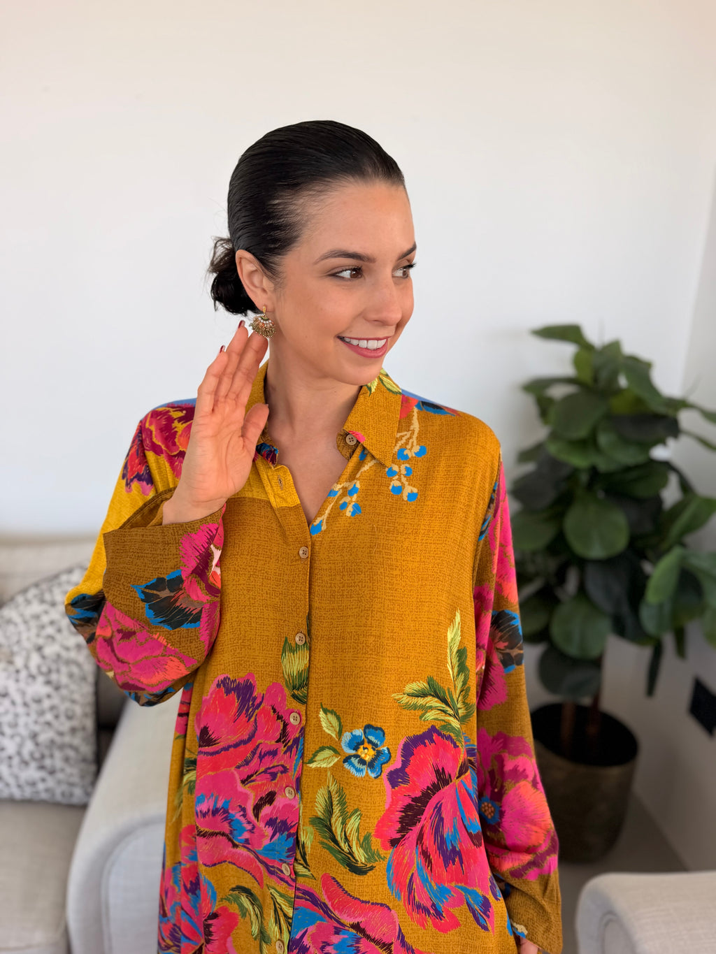 Luna dress - Mustard Floral