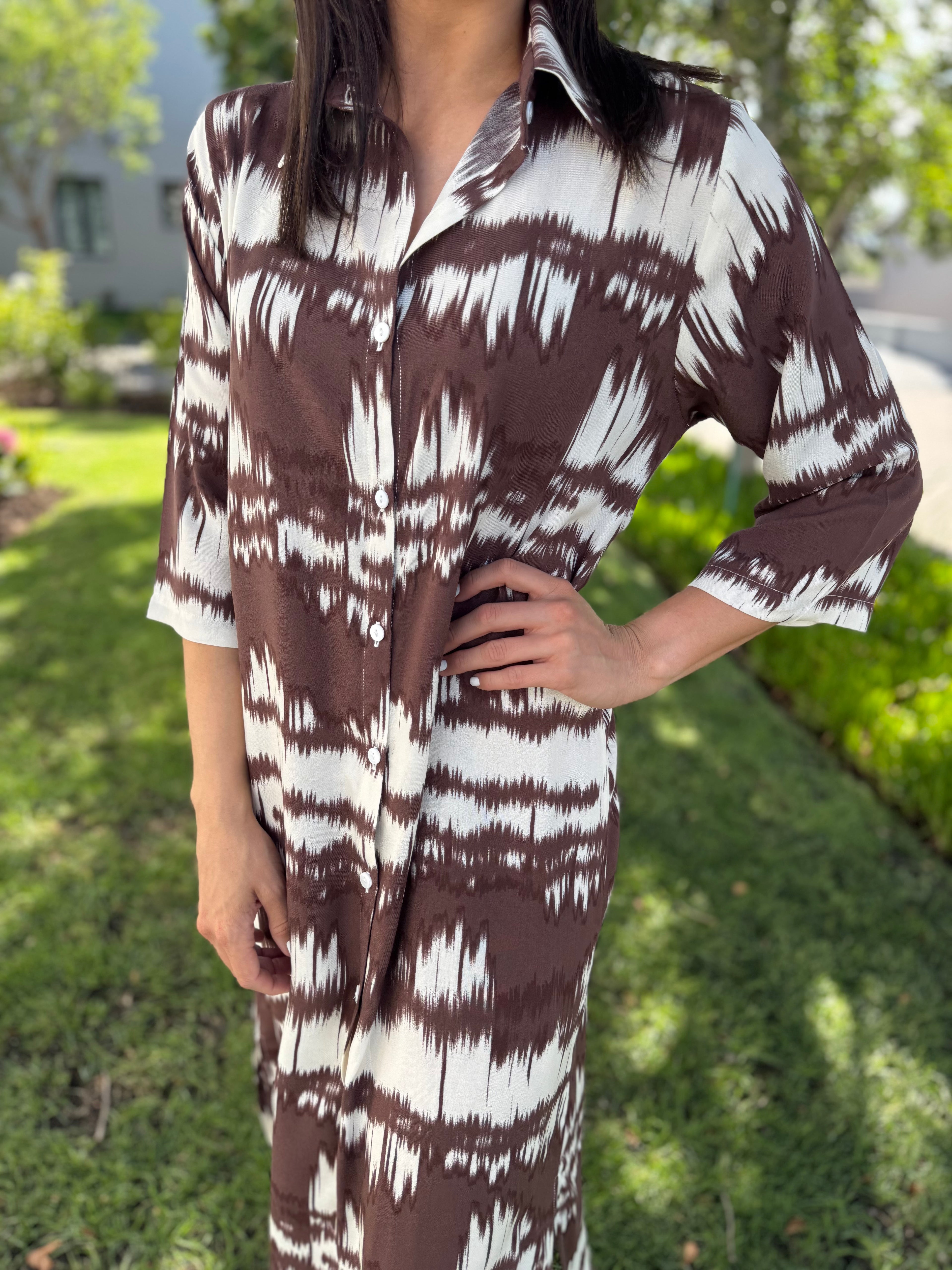 Jennifer dress- Mocha ikat