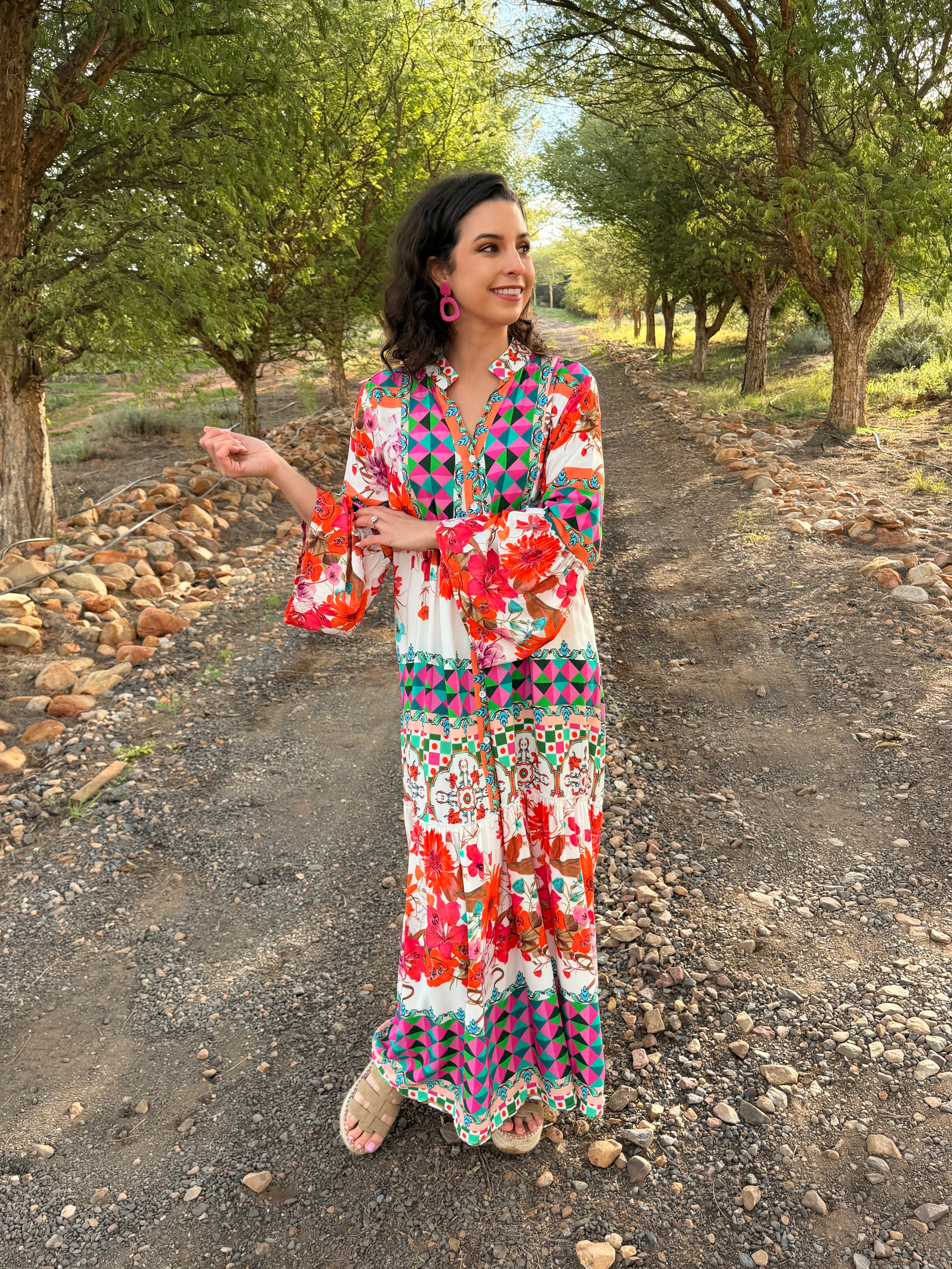 Lizette dress - Pink & orange