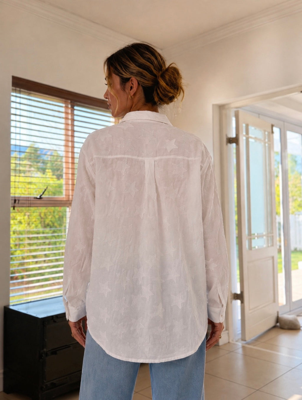 Italian Cotton shirt- White star