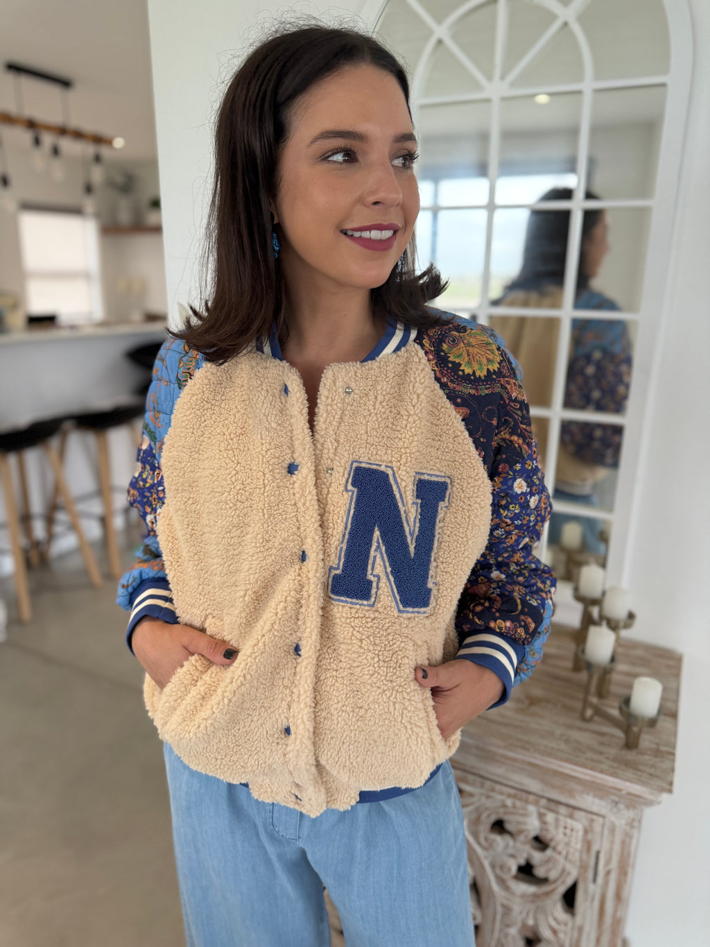 Teddy bomber jacket - Blue