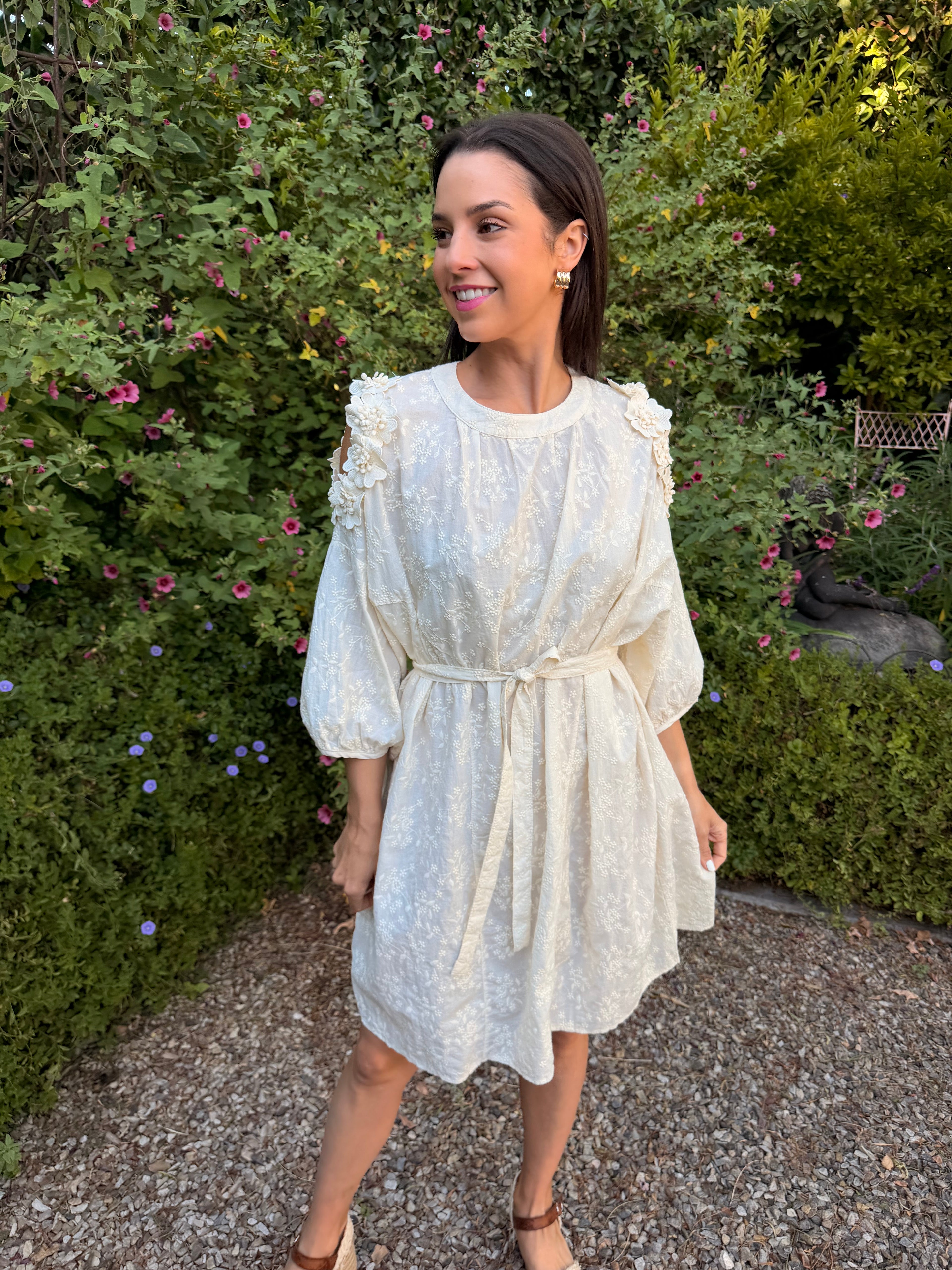 Liliana Italian dress - Cream anglaise