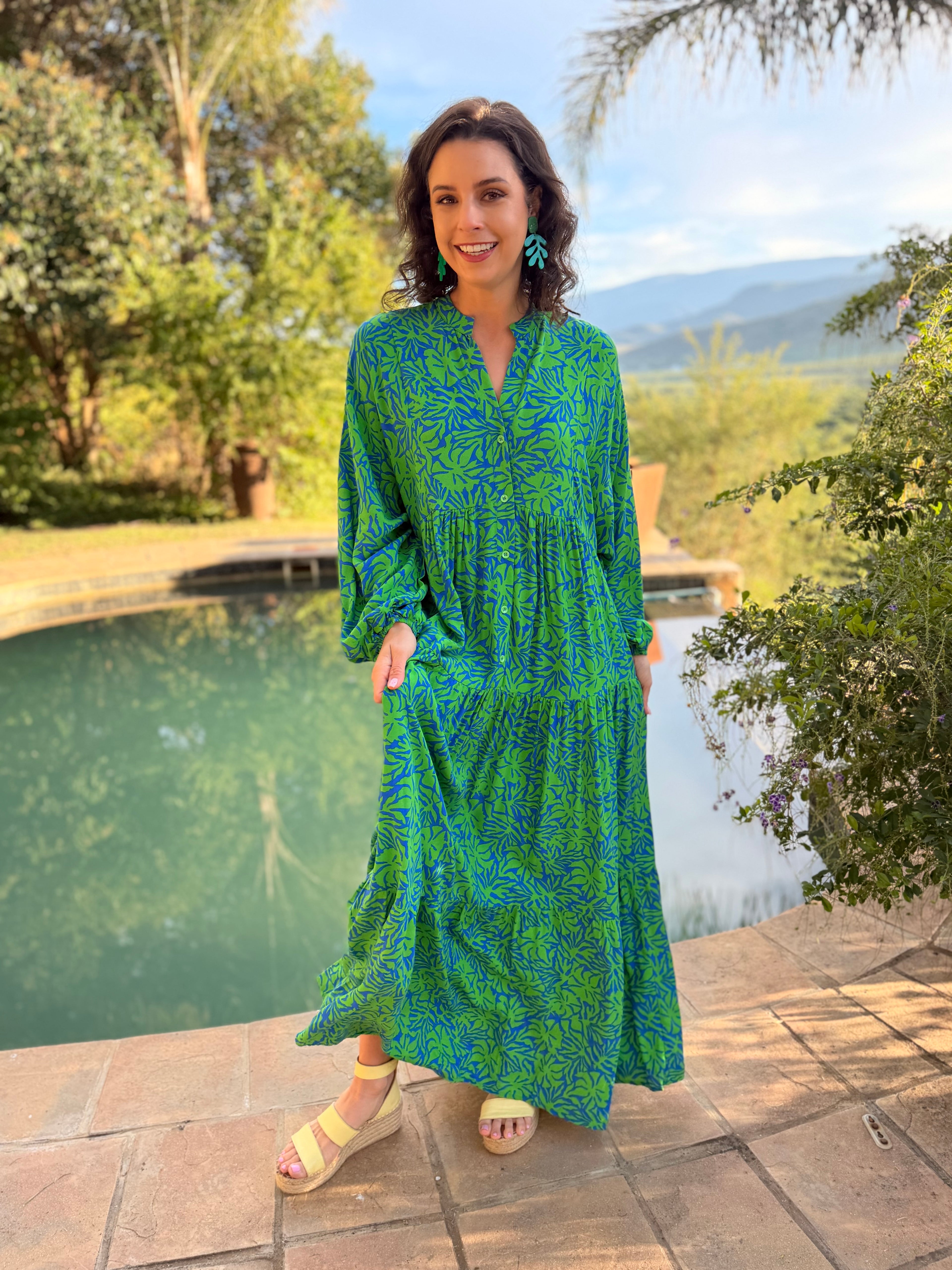 Jenna dress - Green two tone