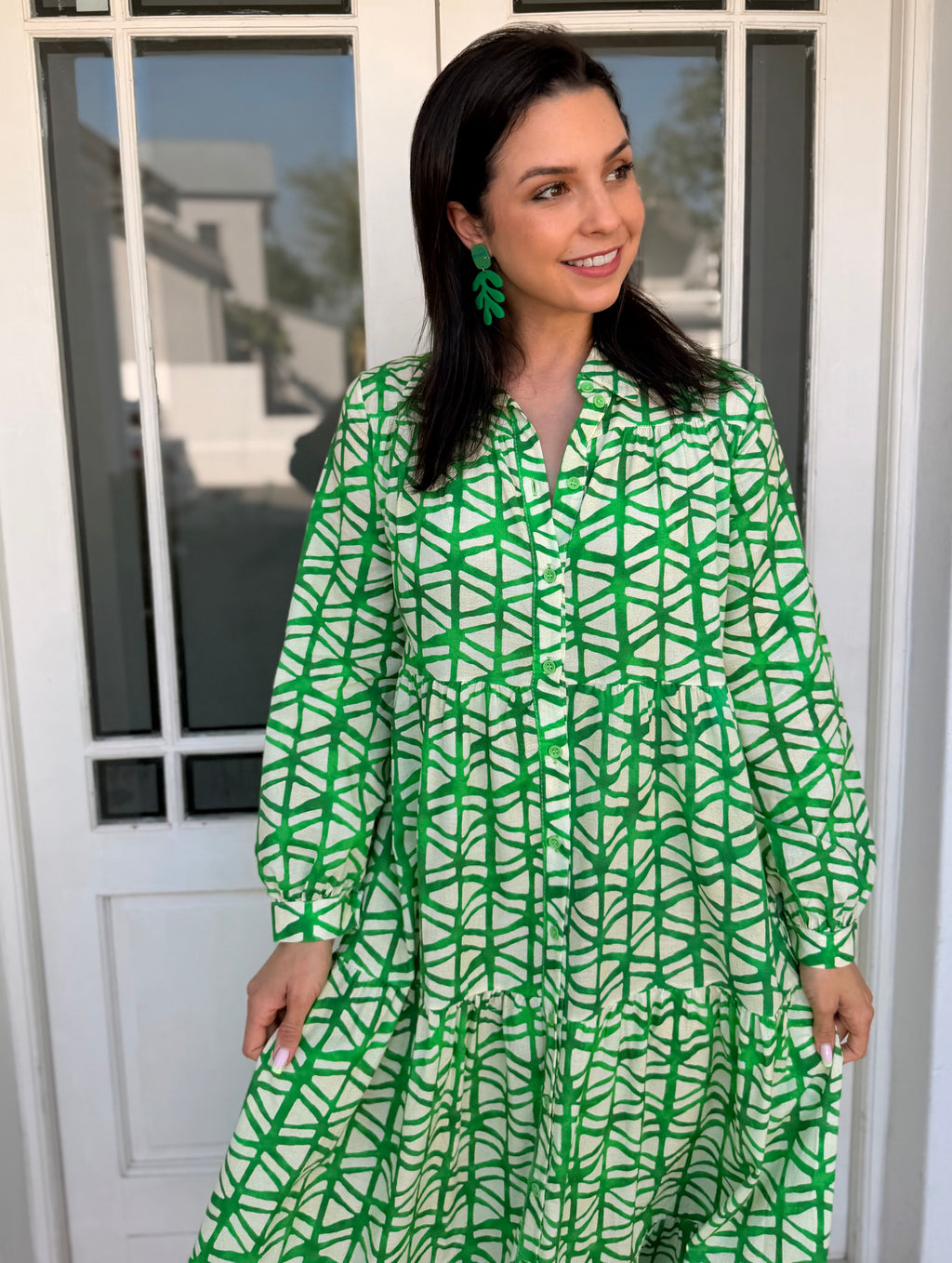 Gillian dress - Geometric green