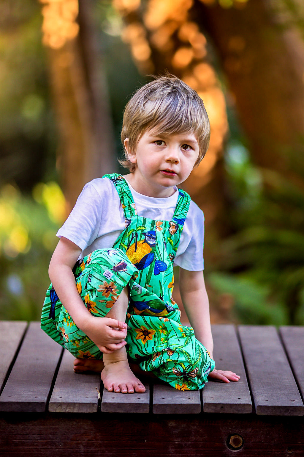 Green birds- Kids Dungaree (unisex) Babalu boutique