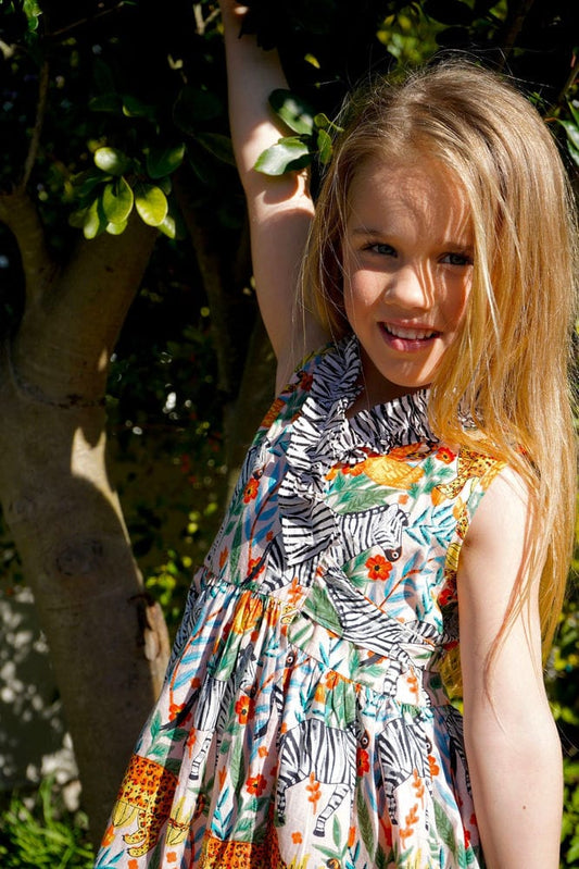 Wrap dress- Soft peach jungle print Babalu boutique