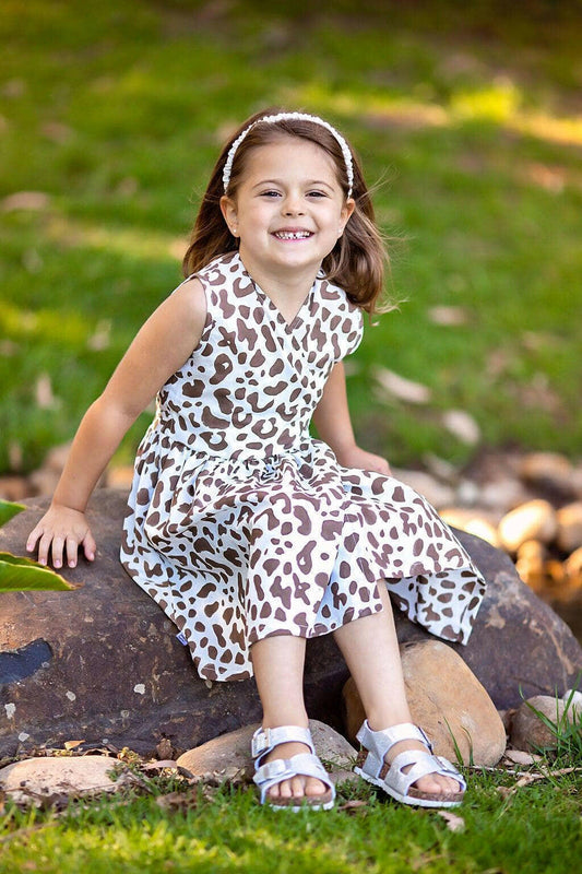 Wrap dress- Beige leopard print