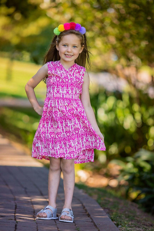 Wrap dress- Pink ikat
